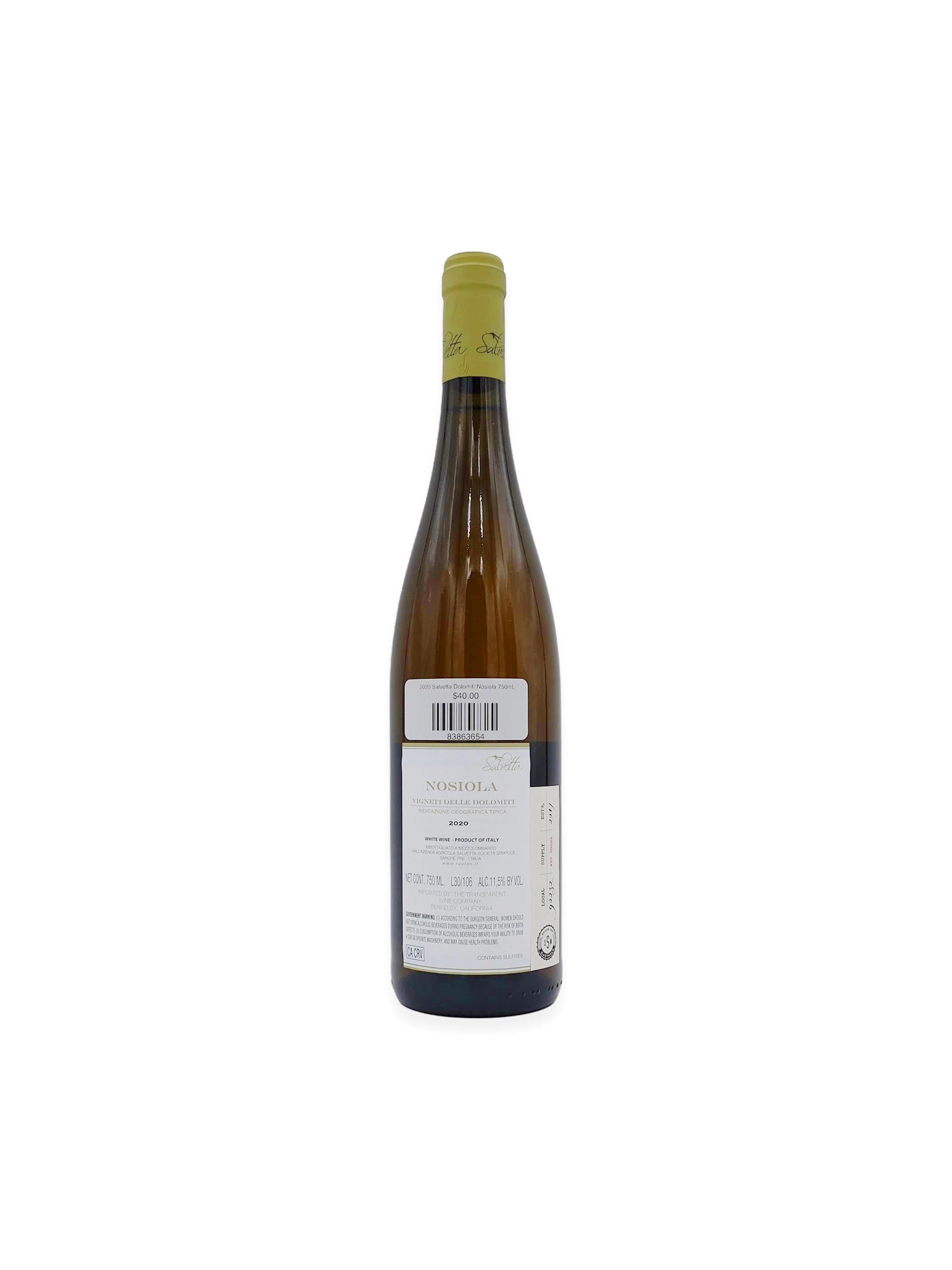 2020 Salvetta Dolomiti Nosiola 750mL