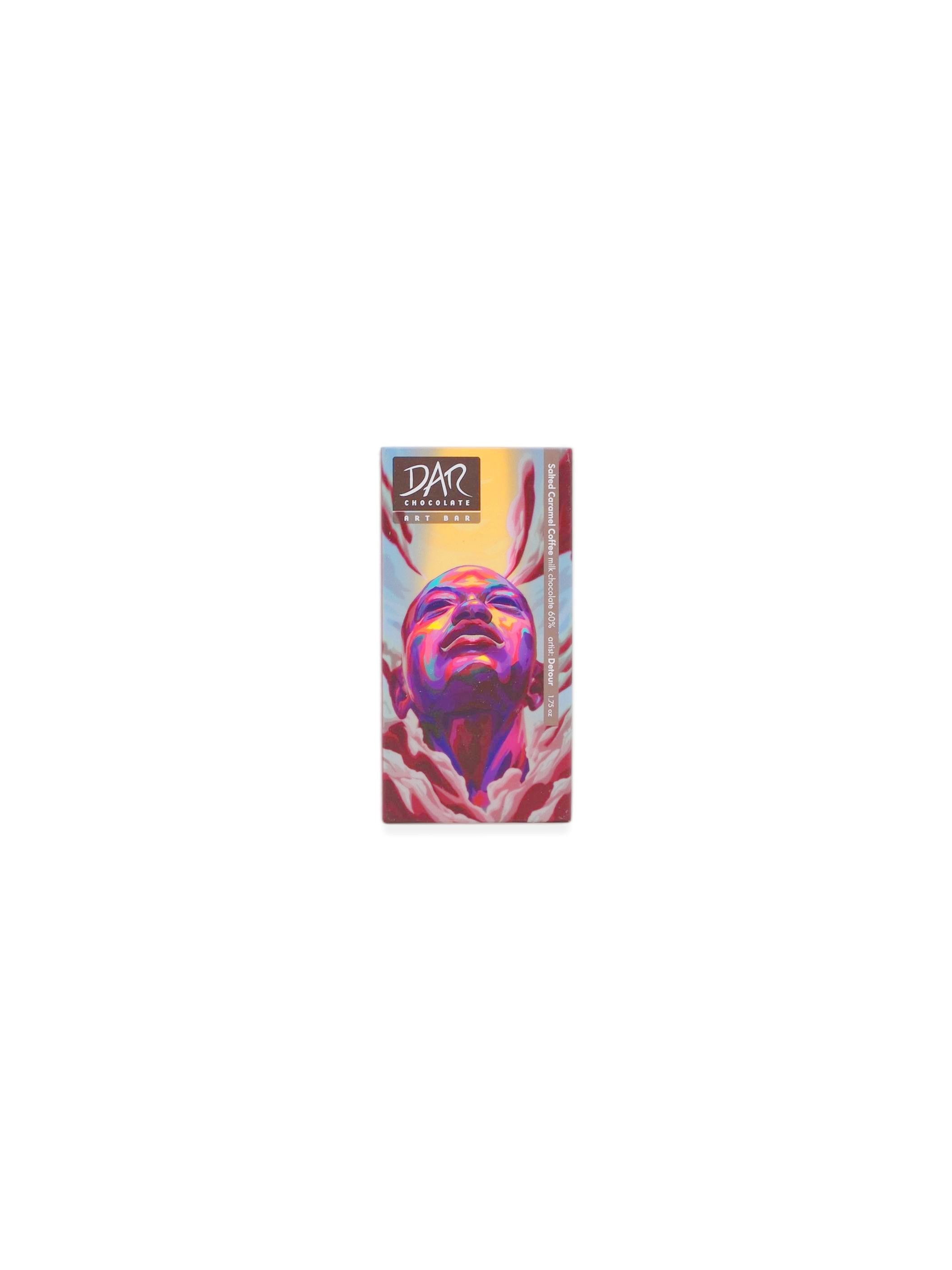 Dar Chocolate Art Bars: Salted Caramel Coffee 60% Milk Chocolate 1.75oz