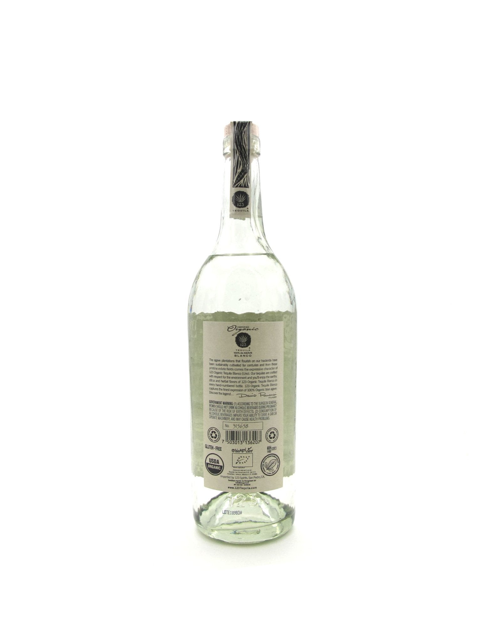123 Tequila Blanco Uno 750mL