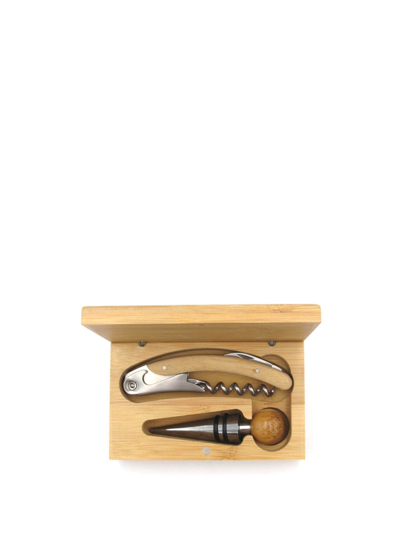 2-Piece Bamboo Accessory Set Corkscrew & Stopper