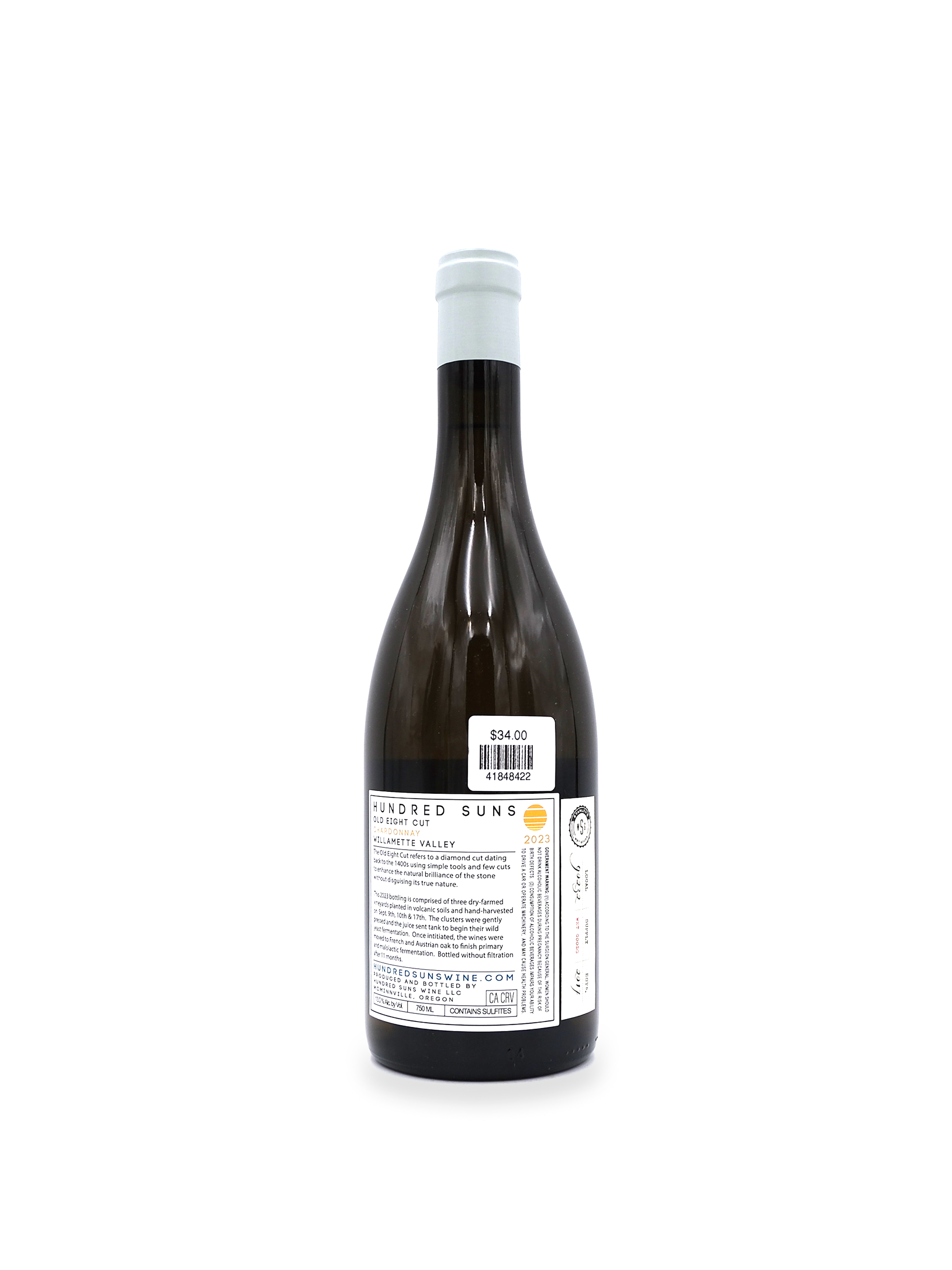 2023 Hundred Suns Wines 'Old Eight Cut' Chardonnay 750mL