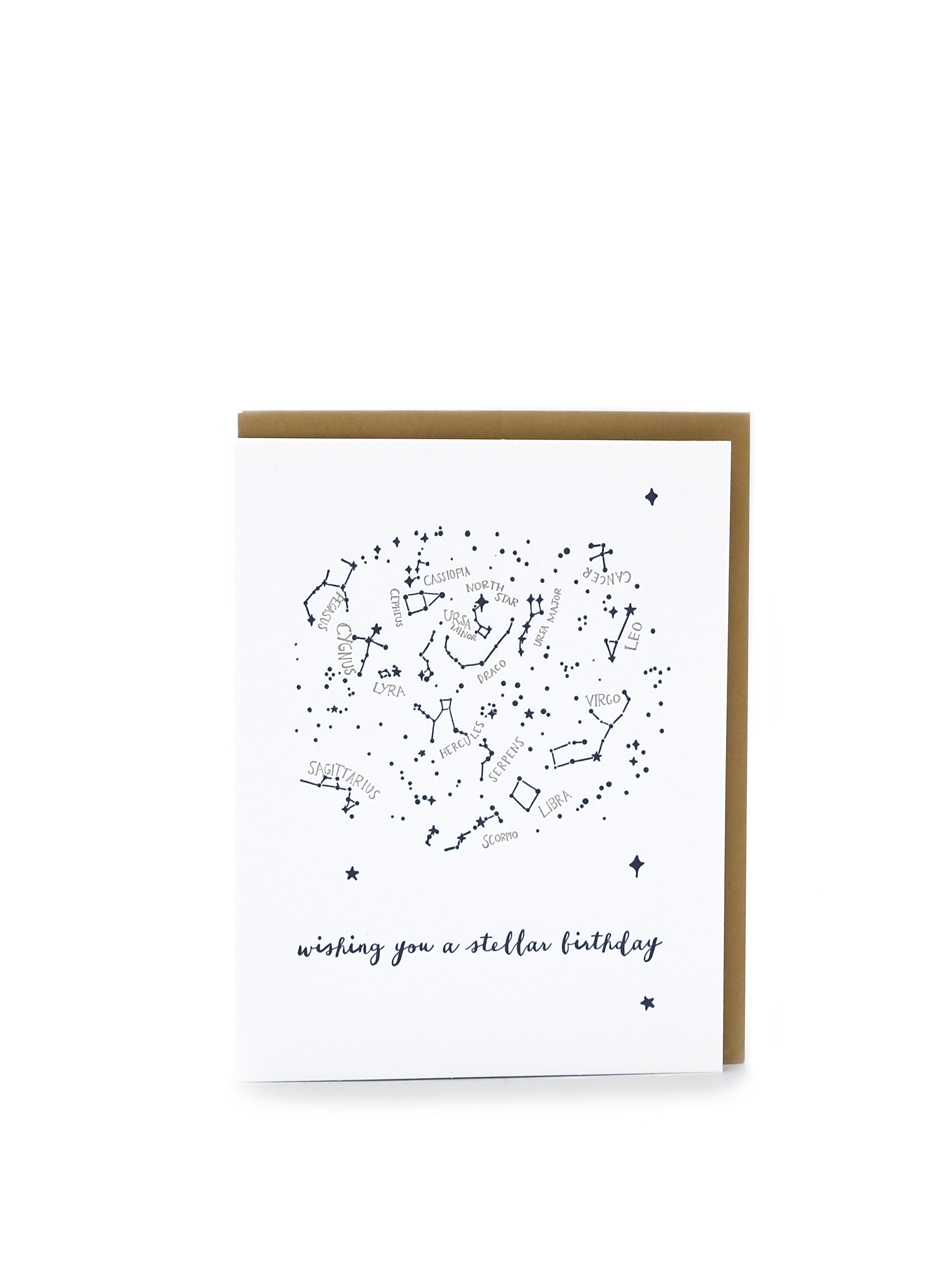 Birthday Letterpress Greeting Card Constellations
