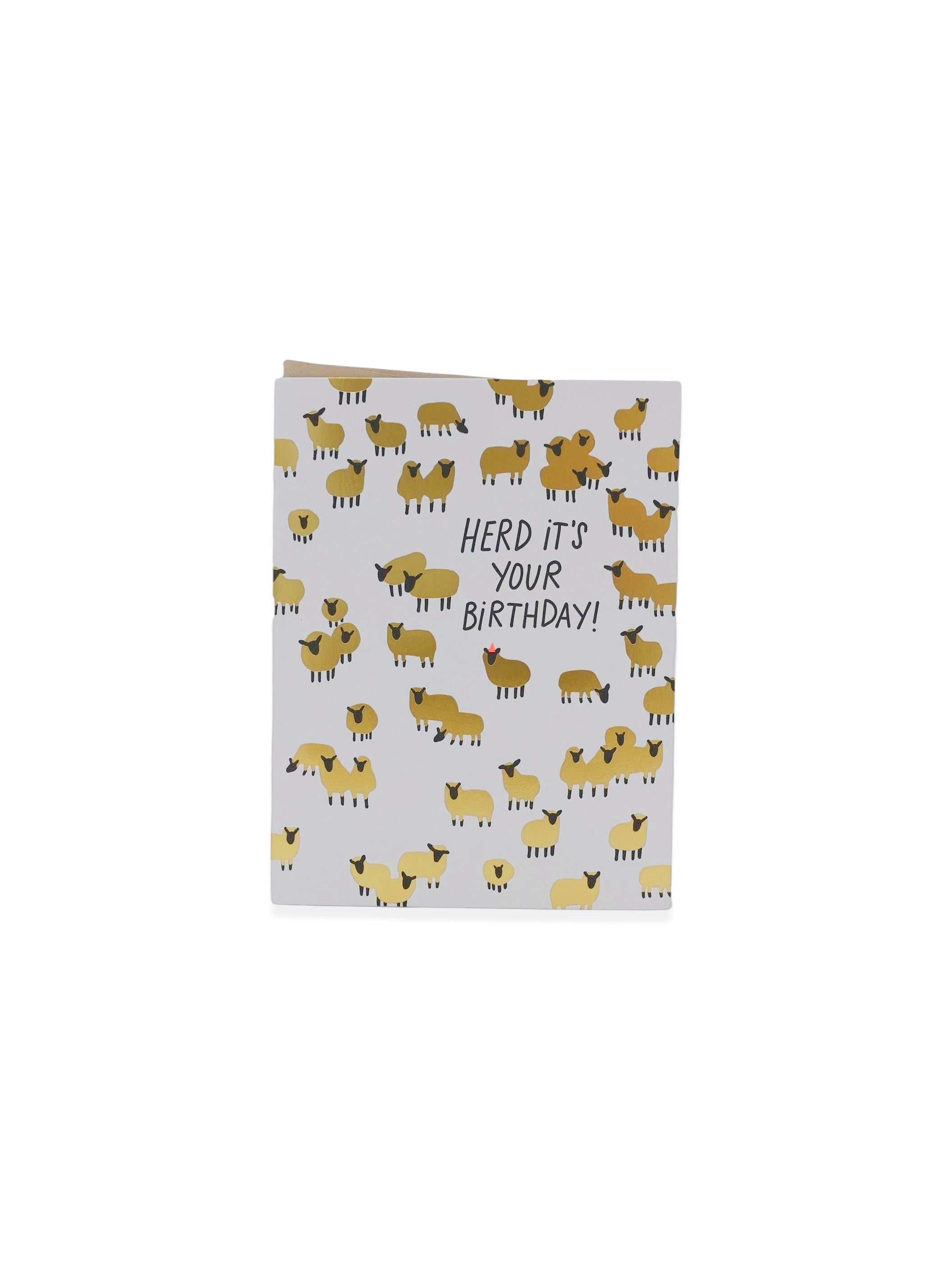 Birthday Sheep Herd Letterpress Greeting Card
