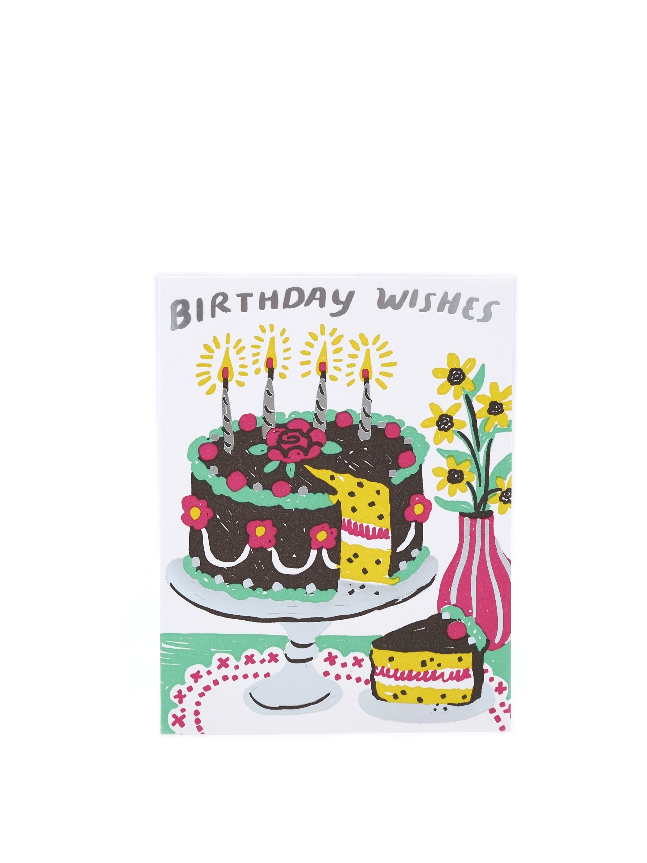 Birthday Wishes Cake and Vase Card