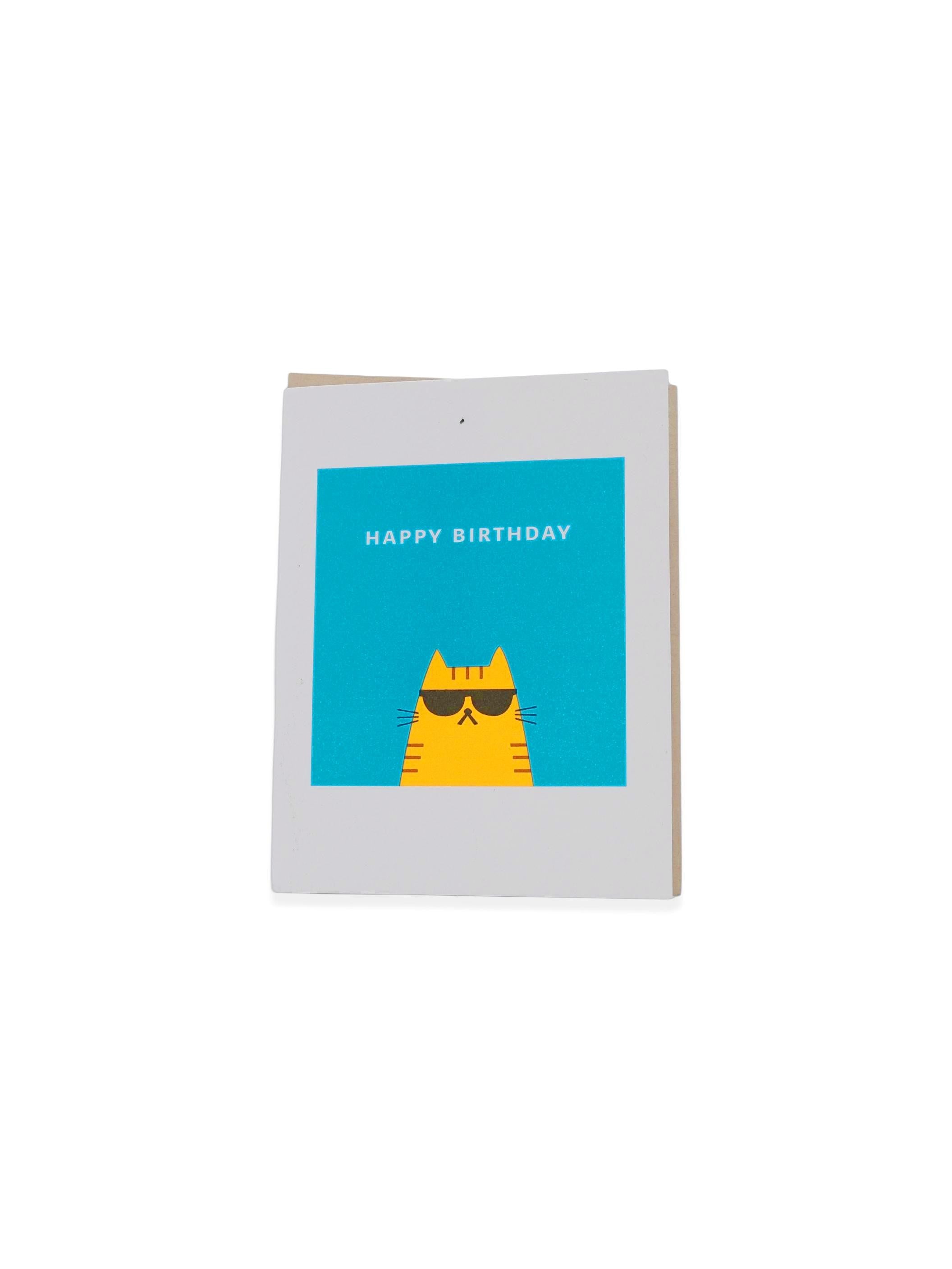 Cool Cat Birthday Letterpress Greeting Card