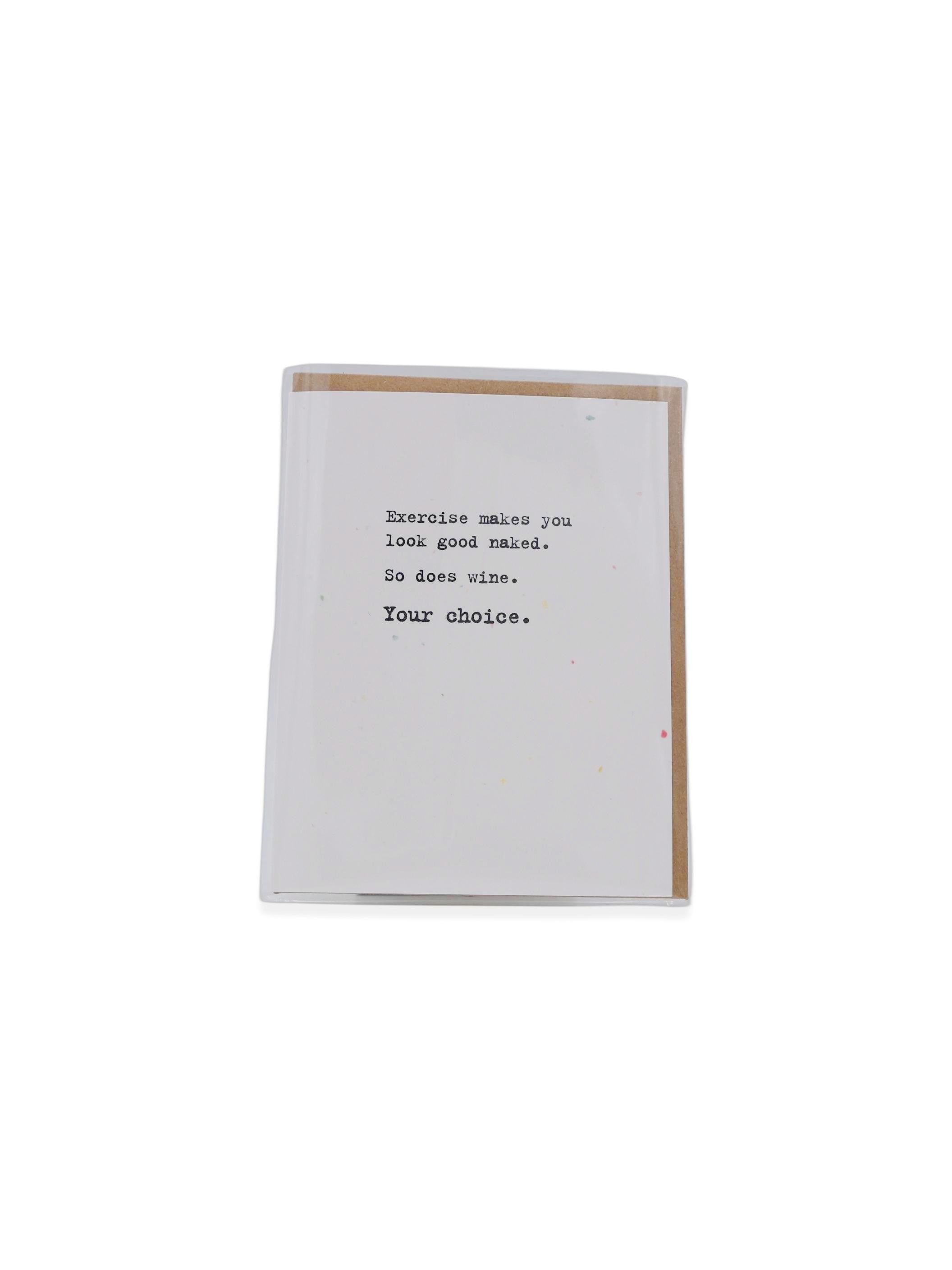 Exercise Wine Your Choice Funny Everyday Greeting Card