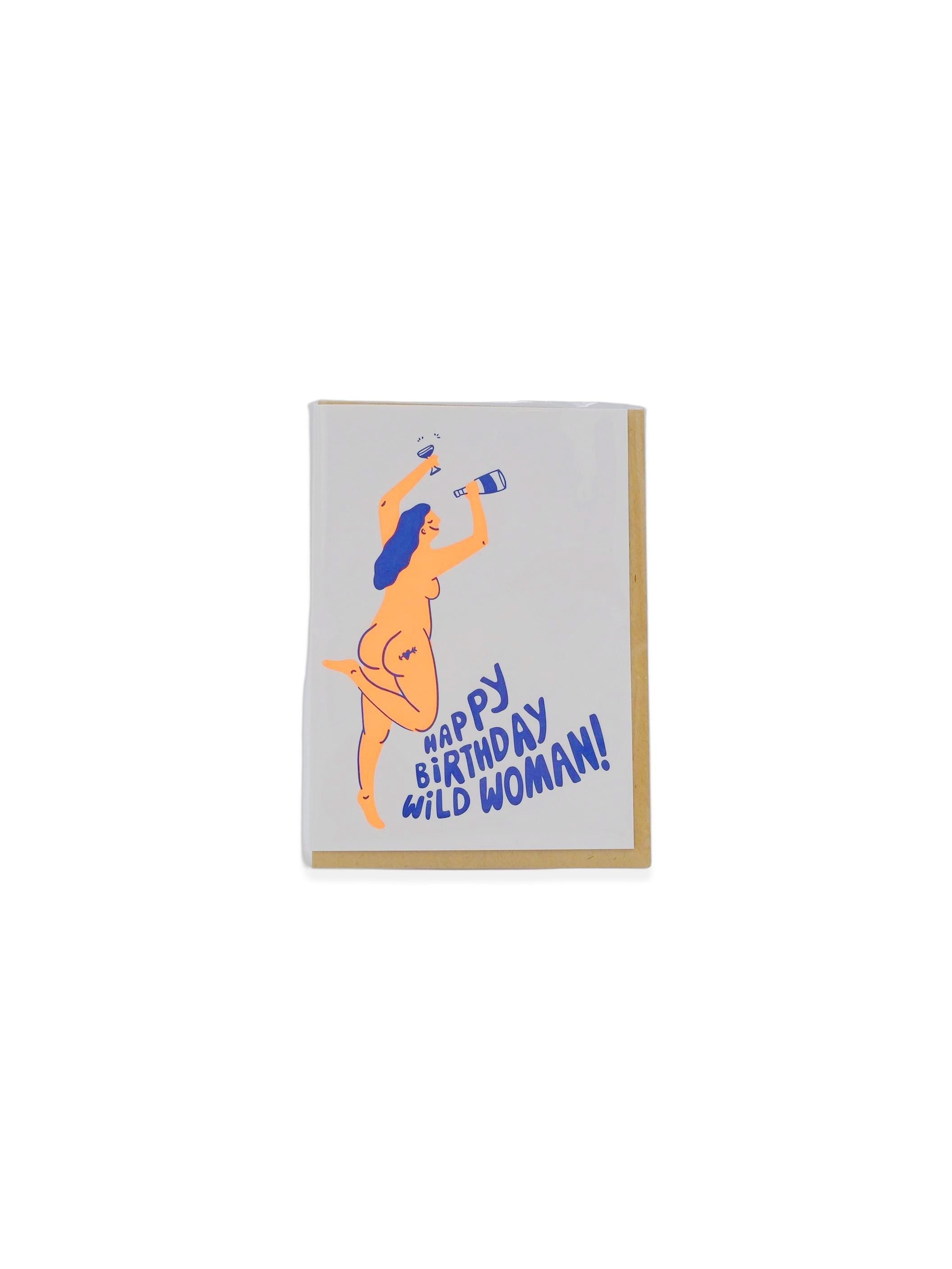 Happy Birthday Wild Woman Letterpress Greeting Card