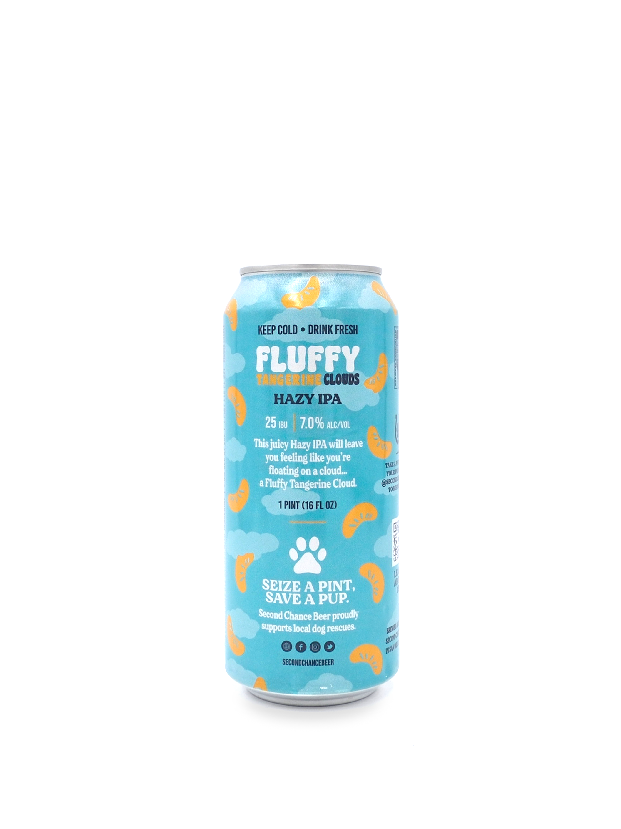 Second Chance Beer Co. Fluffy Tangerine Clouds Hazy IPA 16oz