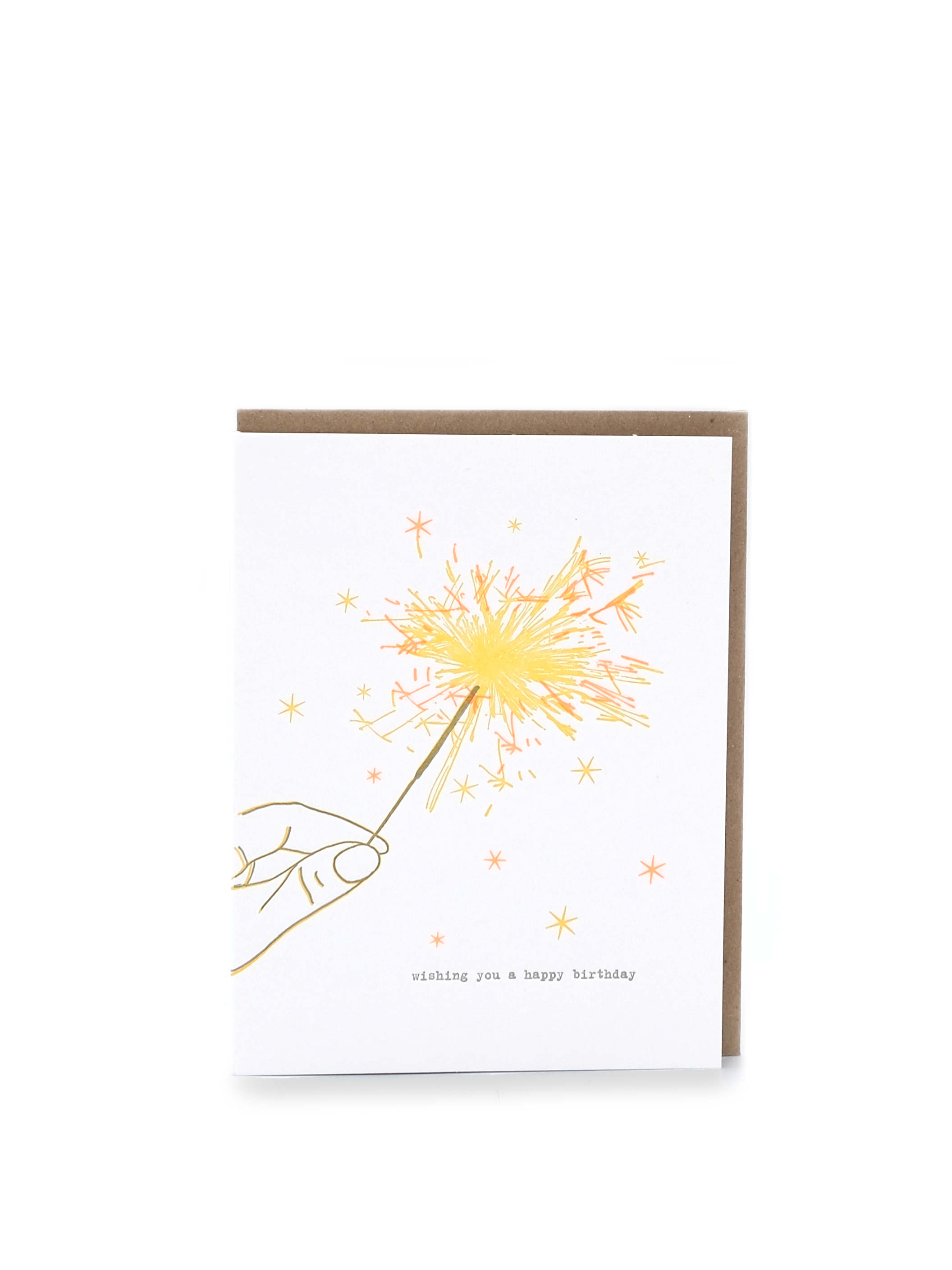Sparkler Wishes Happy Birthday Letterpress Greeting Card