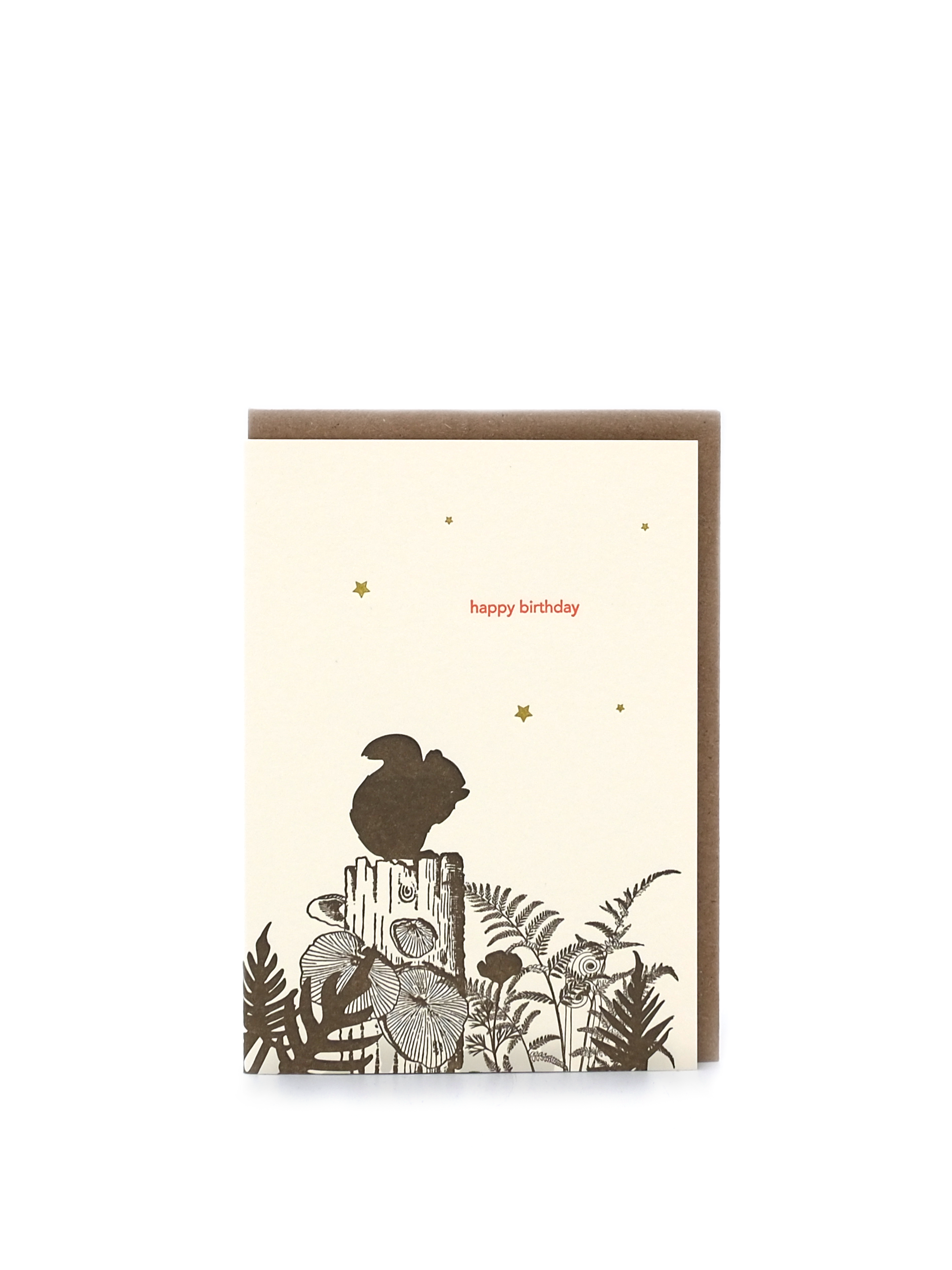 Squirrel Happy Birthday Letterpress Card