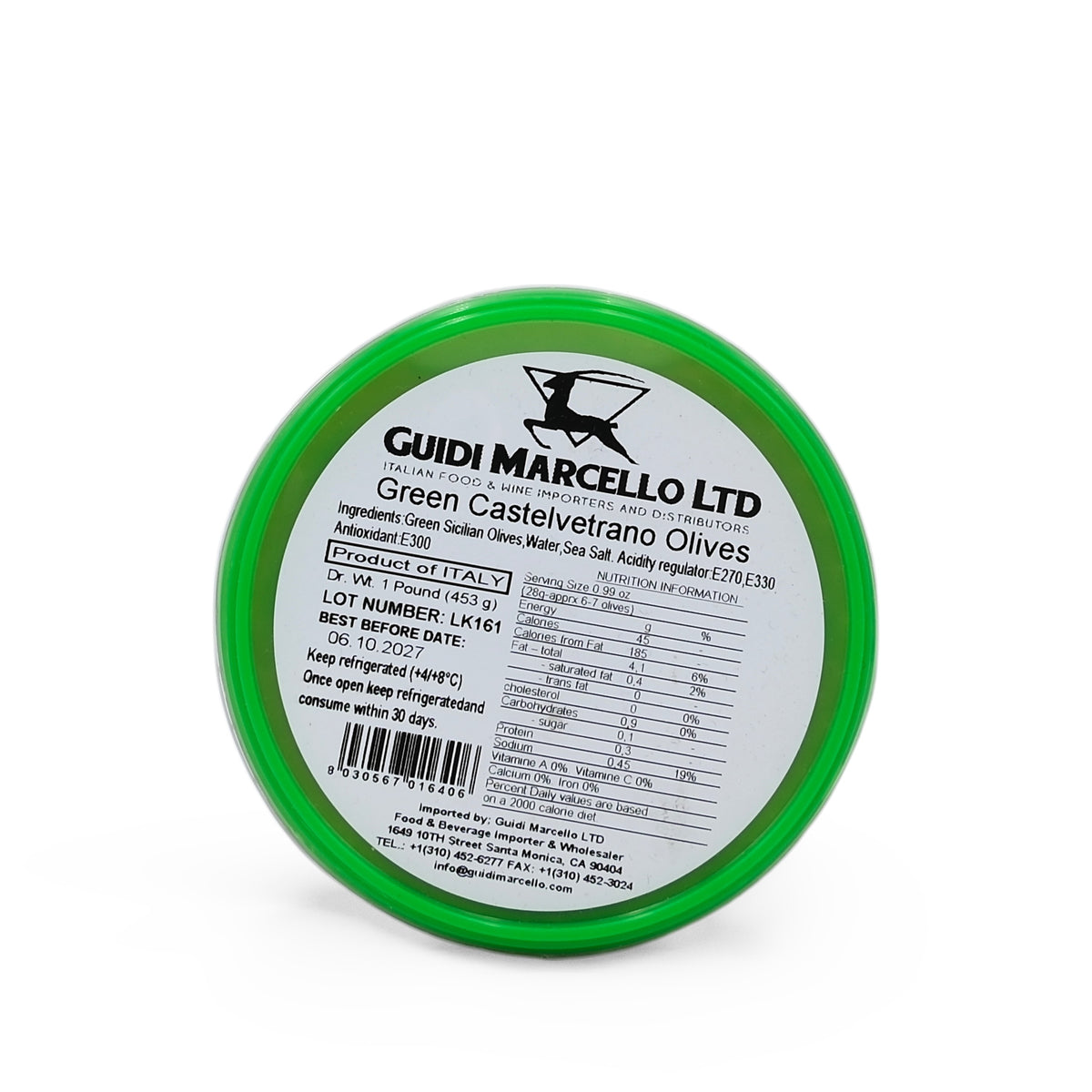 Guidi Marcello Castelvetrano Whole Sicilian Green Olives 453g