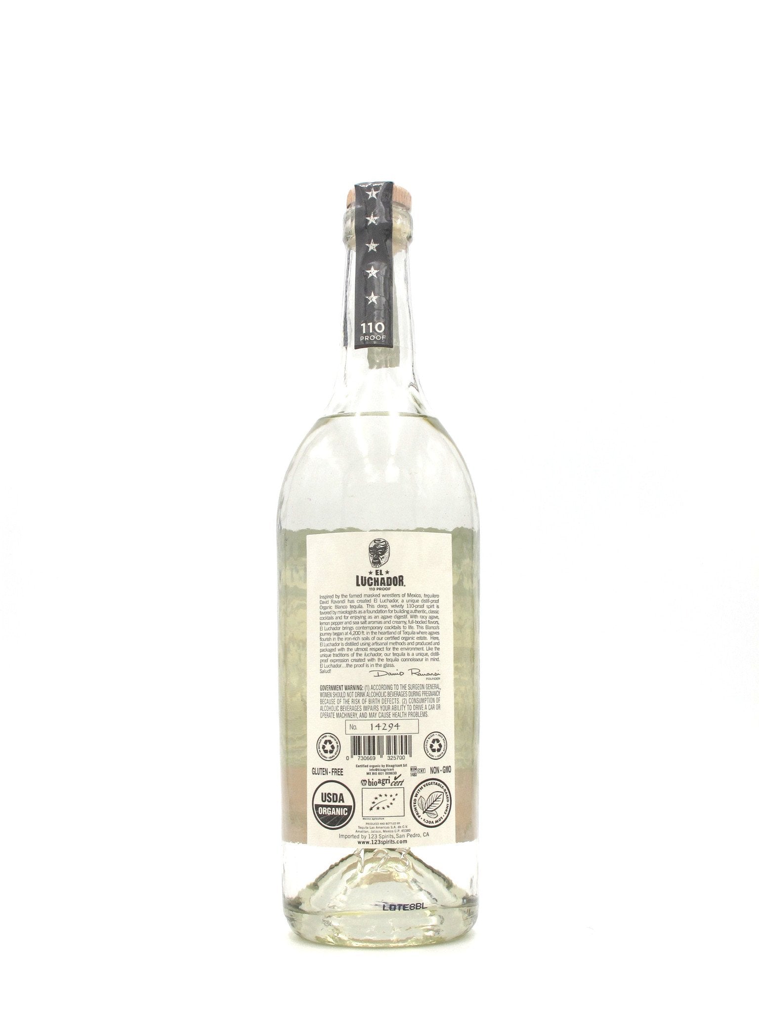 El Luchador Blanco 110 Proof 750mL