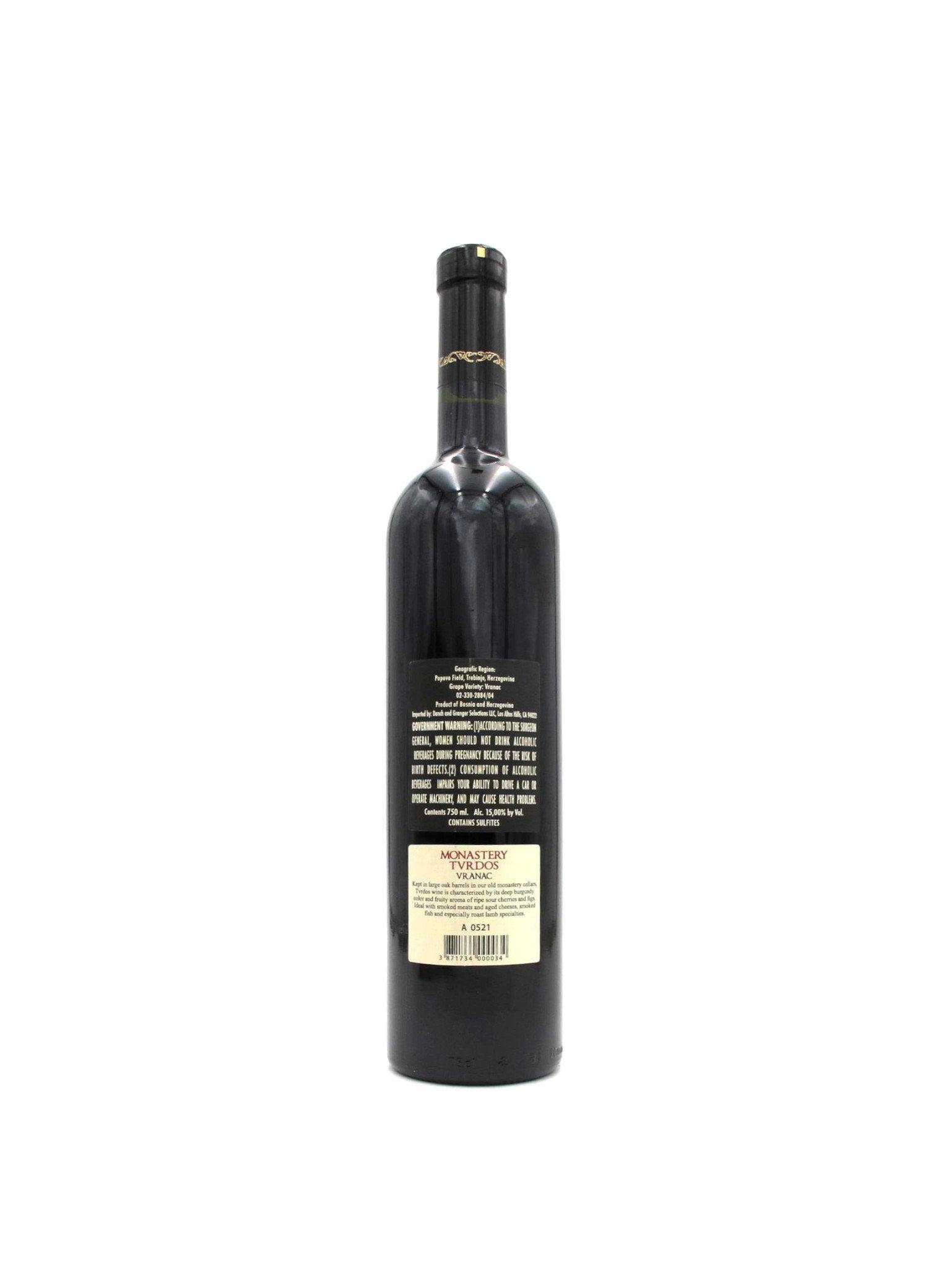 2021 Monastery Tvrdos Vranac 750ml