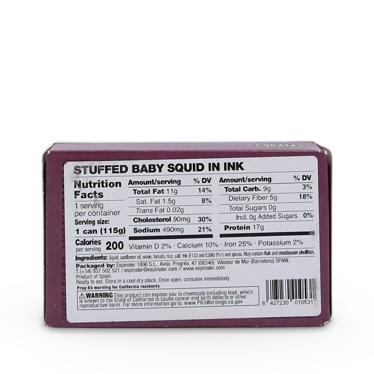 Pepus by Espinaler Stuffed Squid in Ink 4oz/115g