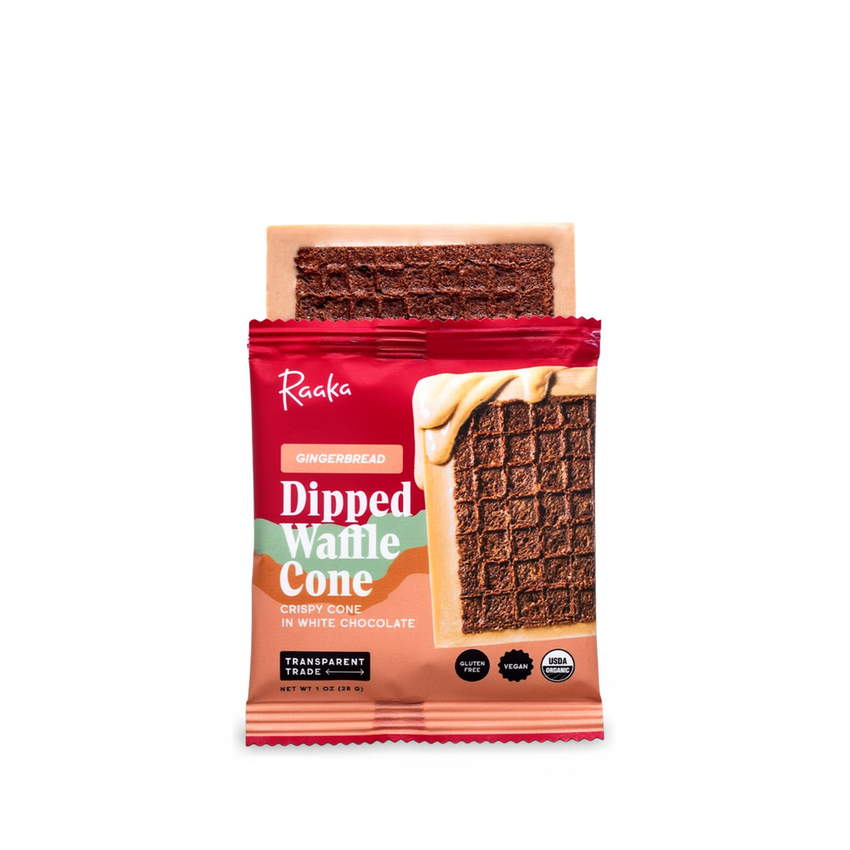 Raaka Gingerbread Dipped Waffle Cone Bar 1oz/28g