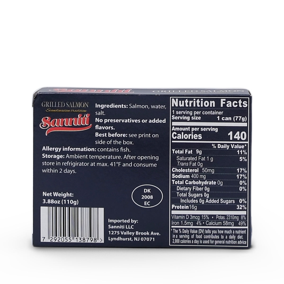 Sanniti Grilled Salmon Tins 3.9oz/110g