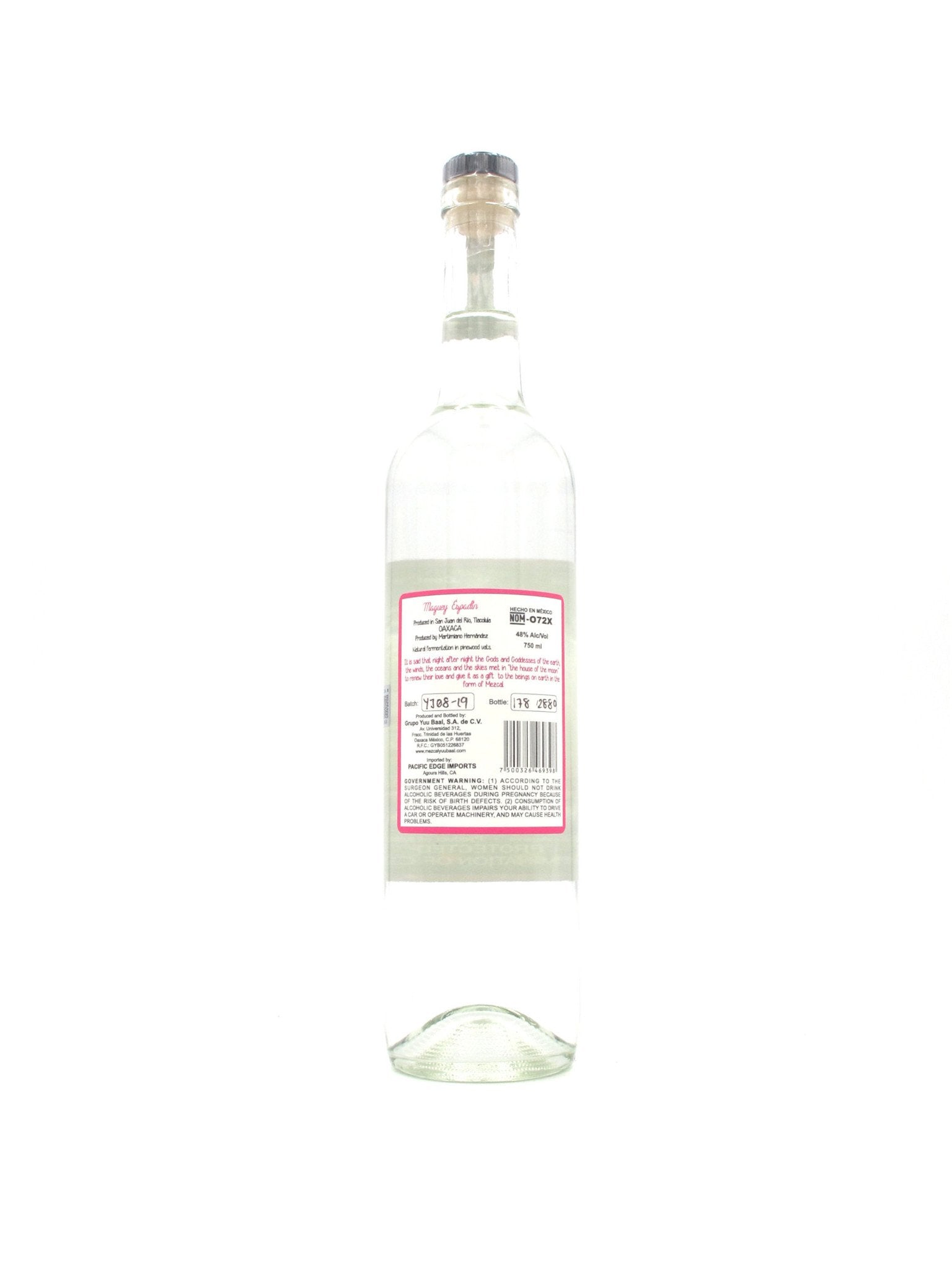Yuu Baal Mezcal Espadin Joven 750mL