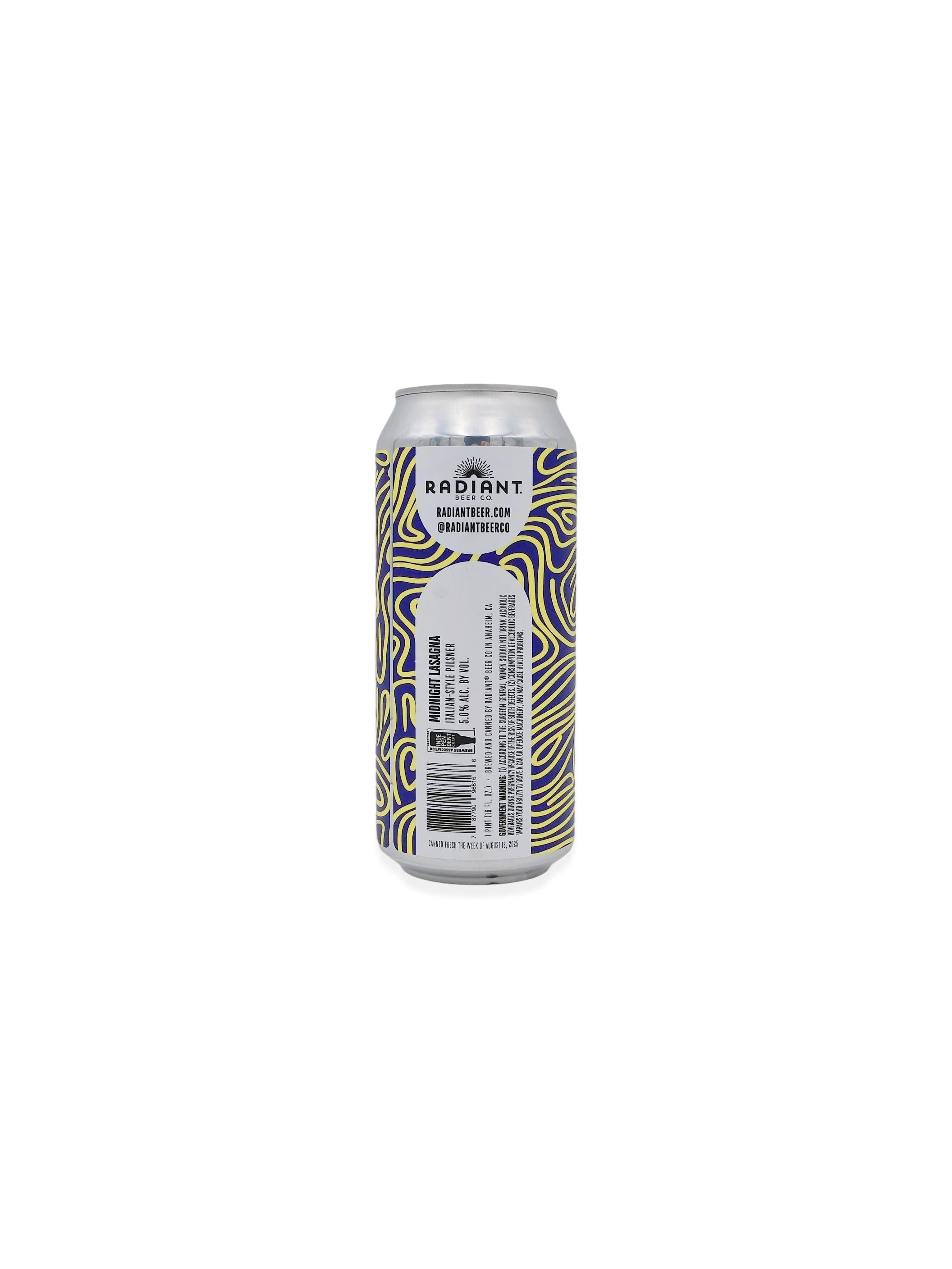 Radiant Beer Co. 'Midnight Lasagna' Italian-Style Pilsner 16oz
