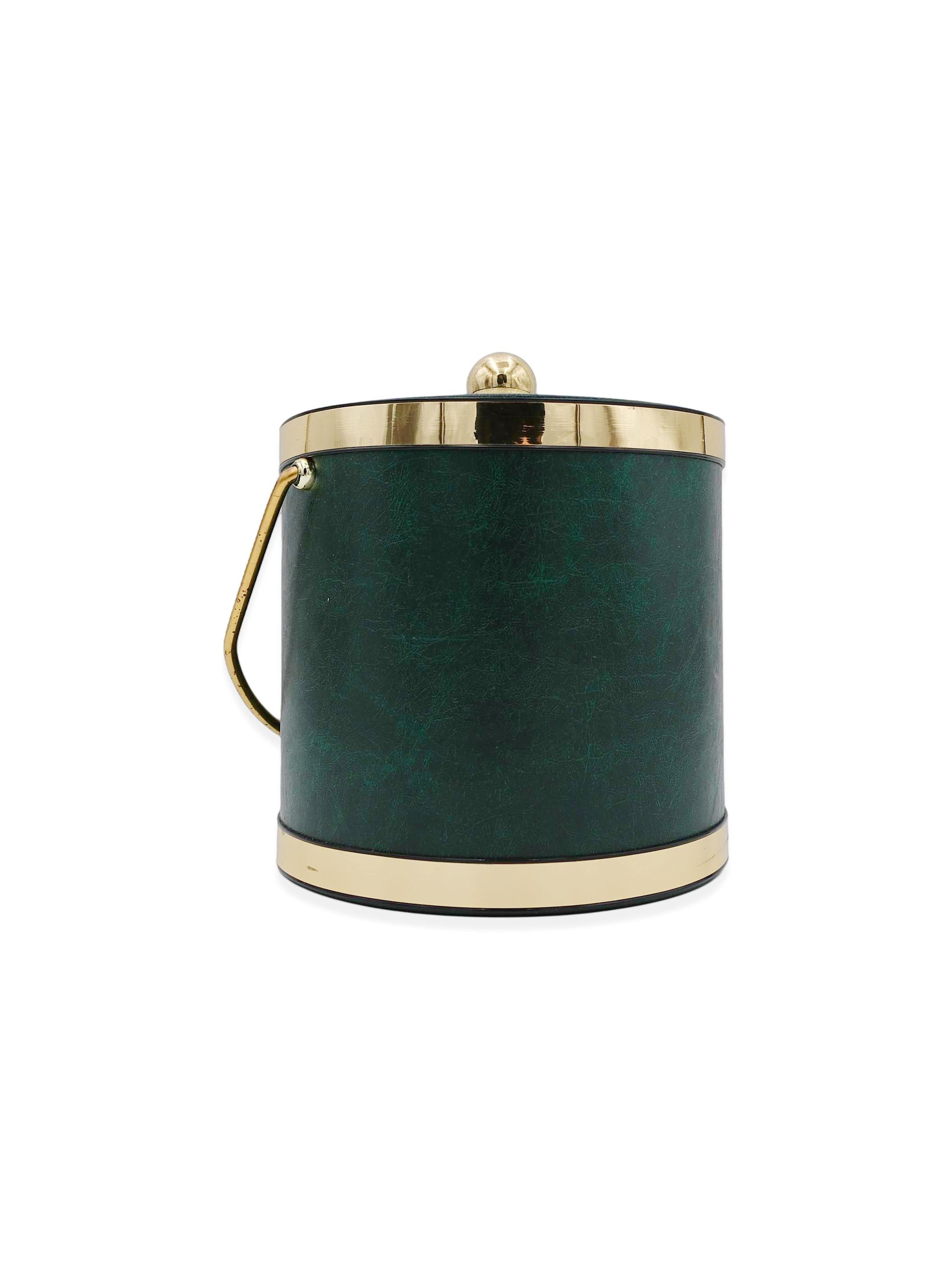 Vintage Elegance By Kraftware Leatherette & Brass Ice Bucket