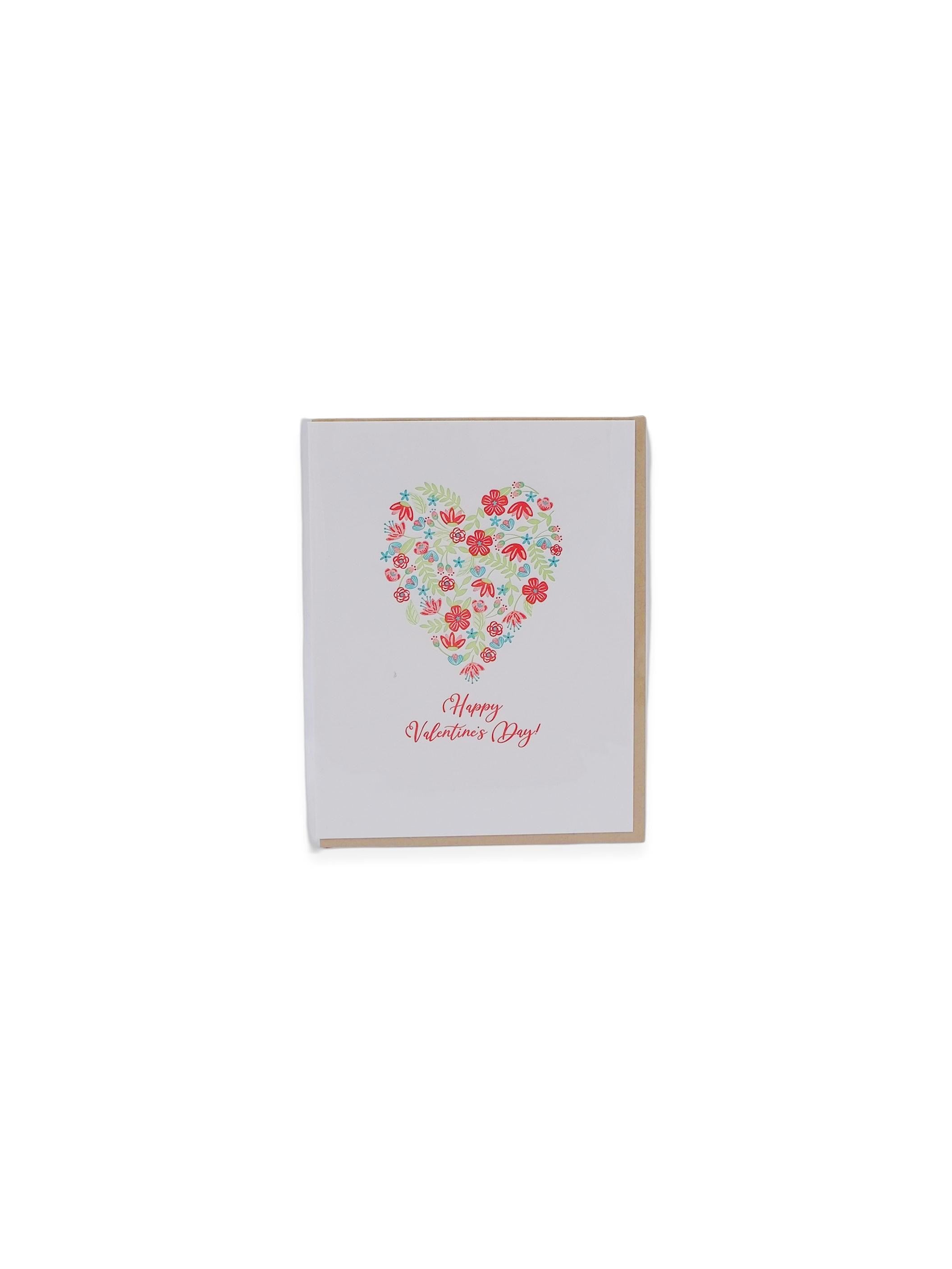 Happy Valentine's Day, Blushing Floral Heart - Elum Greeting Card