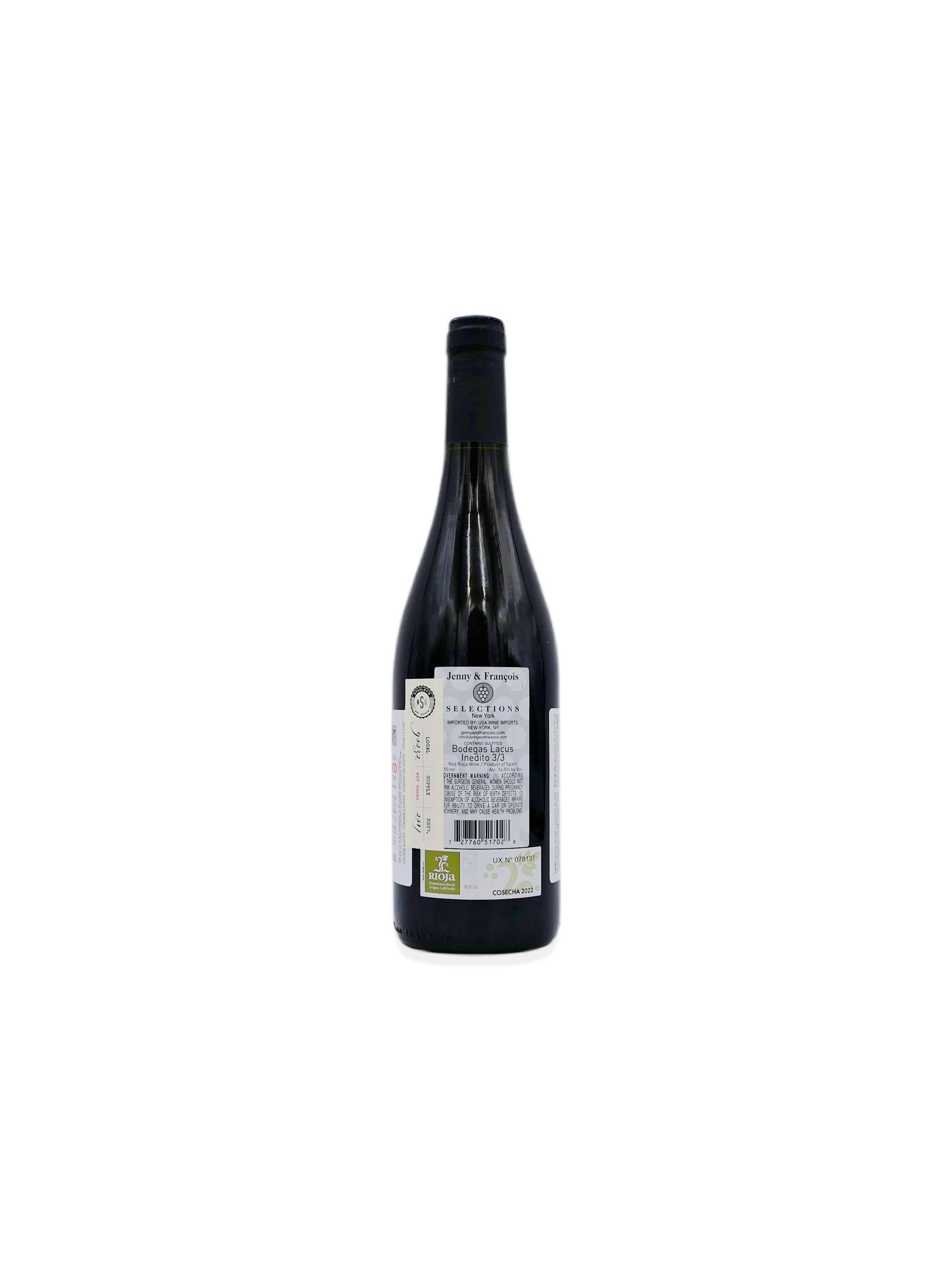 2022 Bodegas Lacus Inédito 3/3 750mL