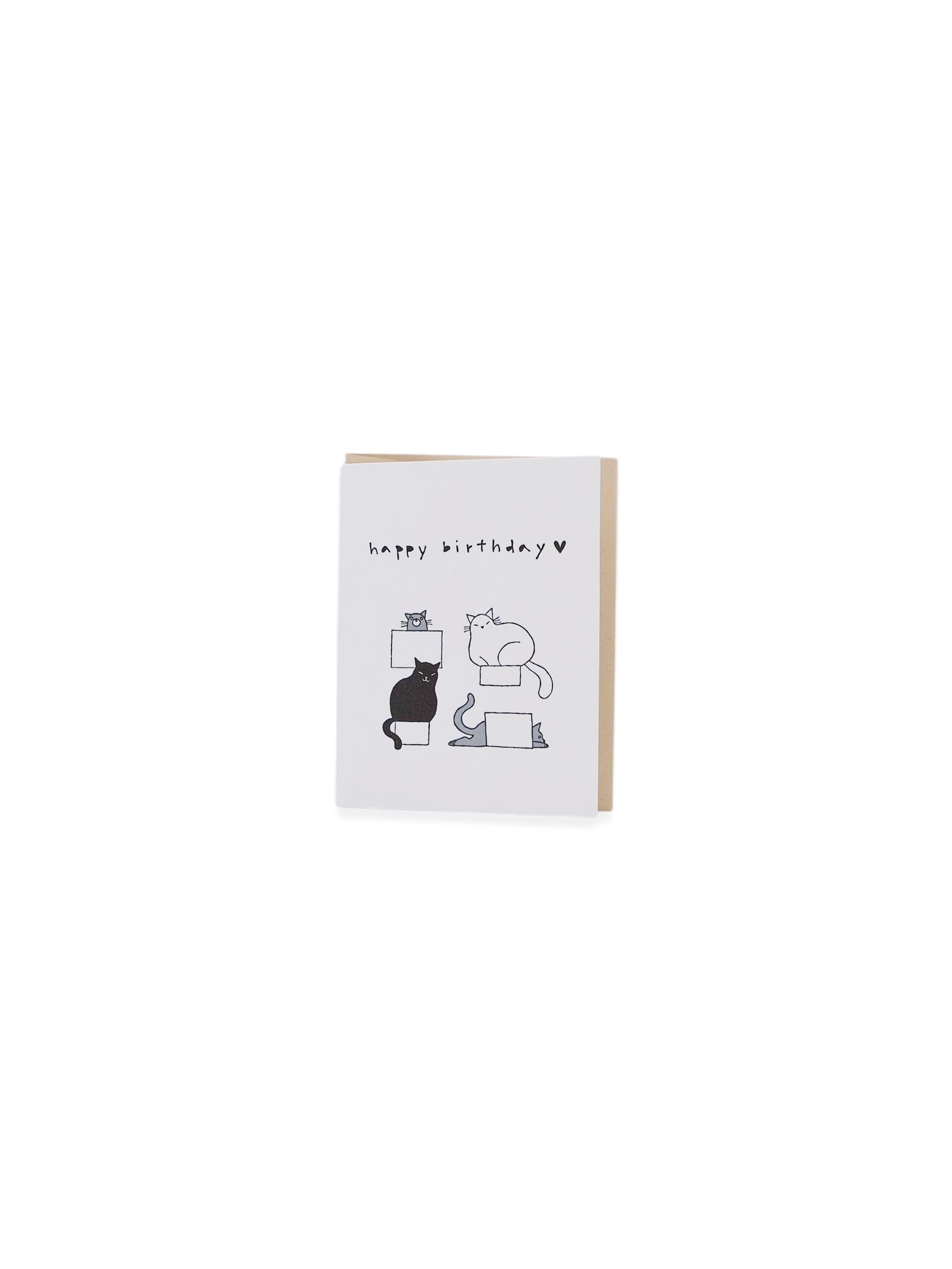 Cat Boxes Birthday Egg Press Greeting Card