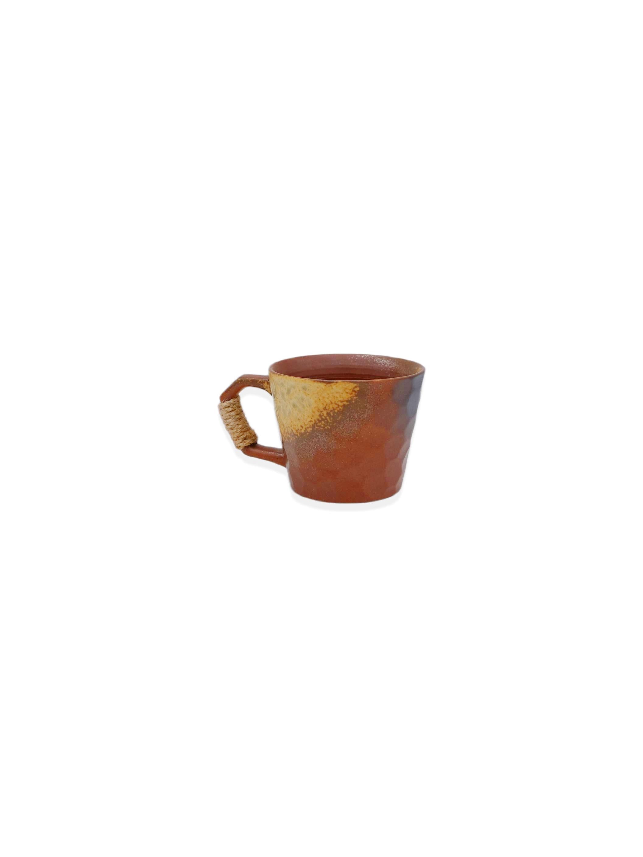 Brown Ceramic Coffee Mug with Twine Handle