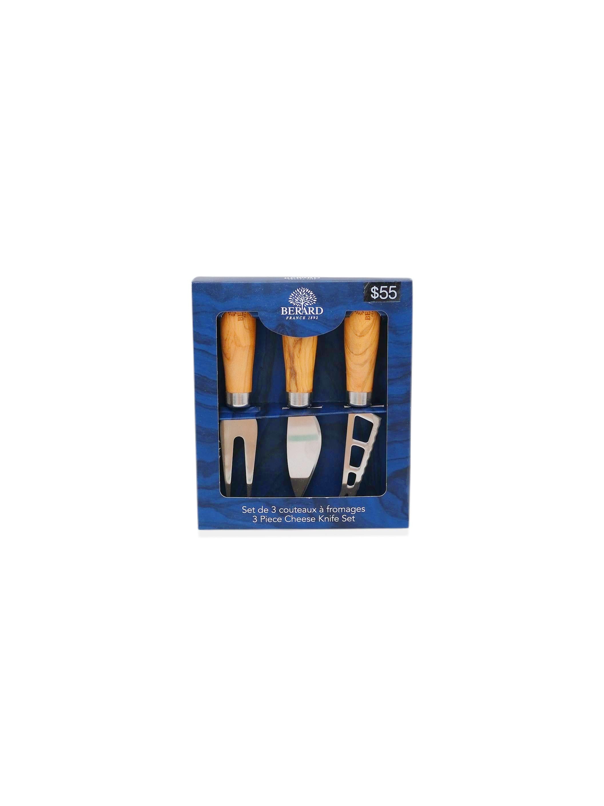 Berard Olive Wood 3PC Cheese Set