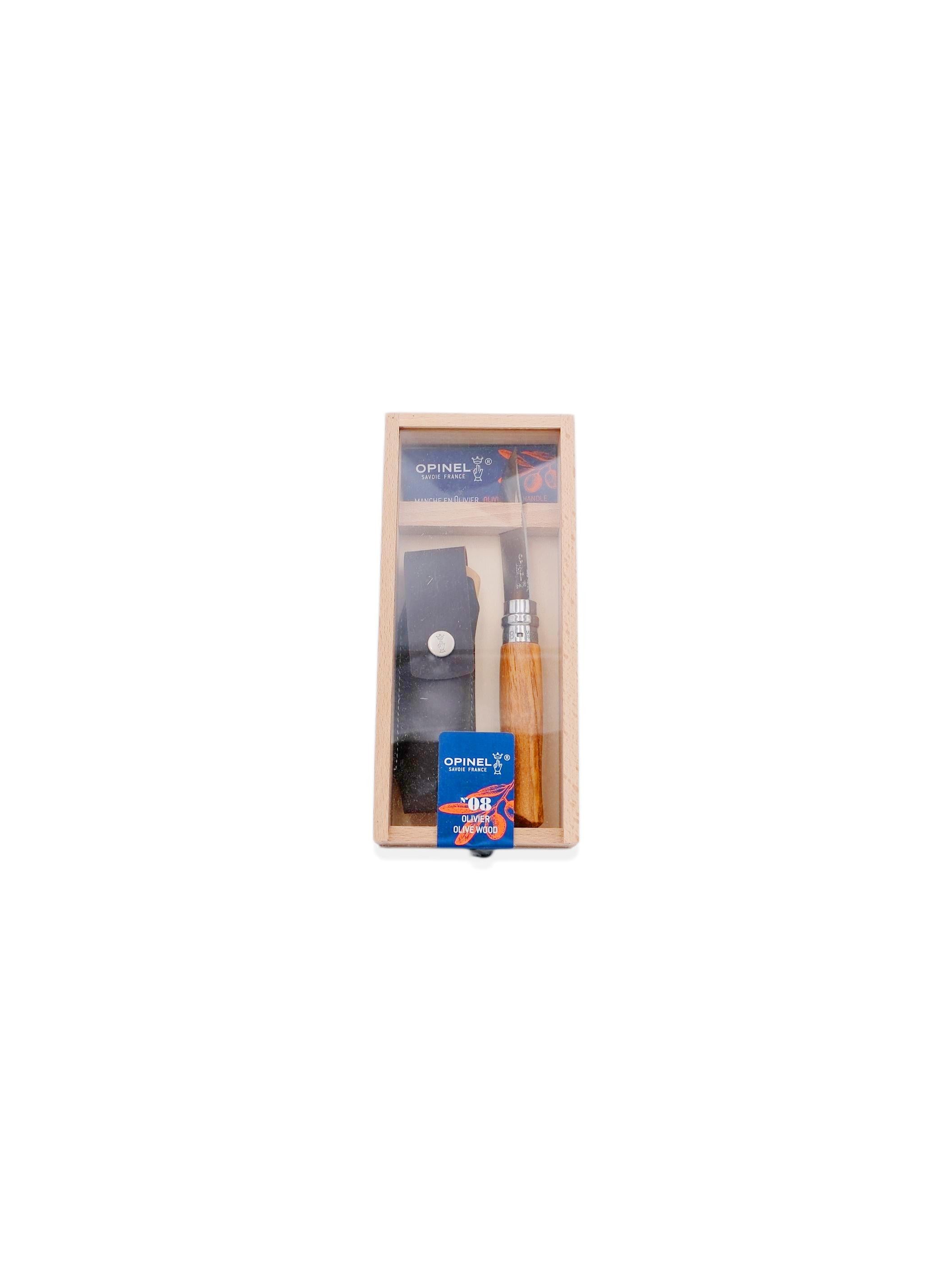 Opinel #8 Olive Folding Knife + Alpine Sheath Gift Box