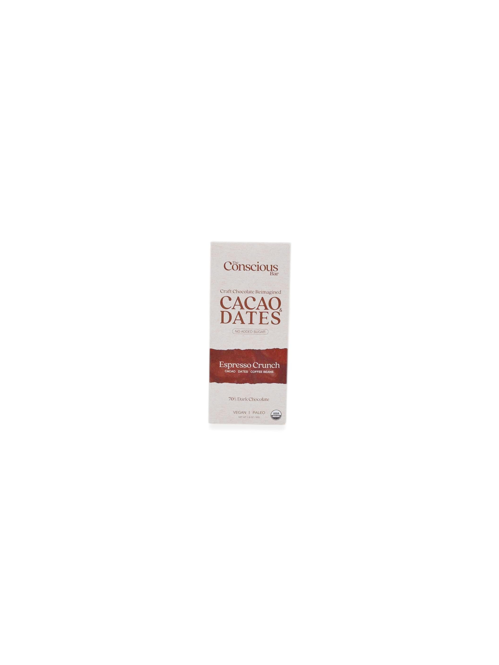 The Conscious Bar Date Sweetened Dark Chocolate Espresso Crunch 50g/1.8oz