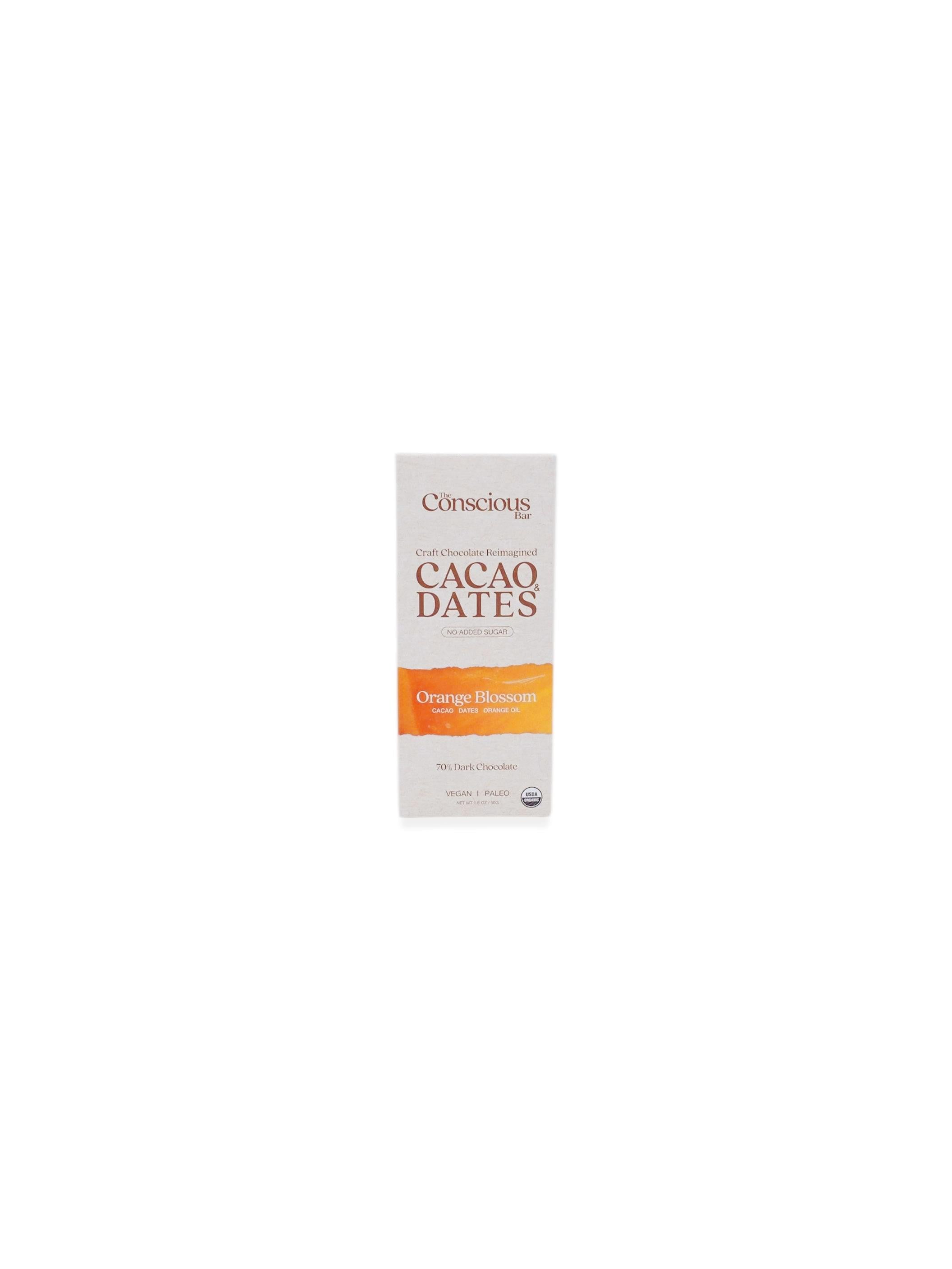 The Conscious Bar Date Sweetened Dark Chocolate Orange Blossom 50g/1.8oz