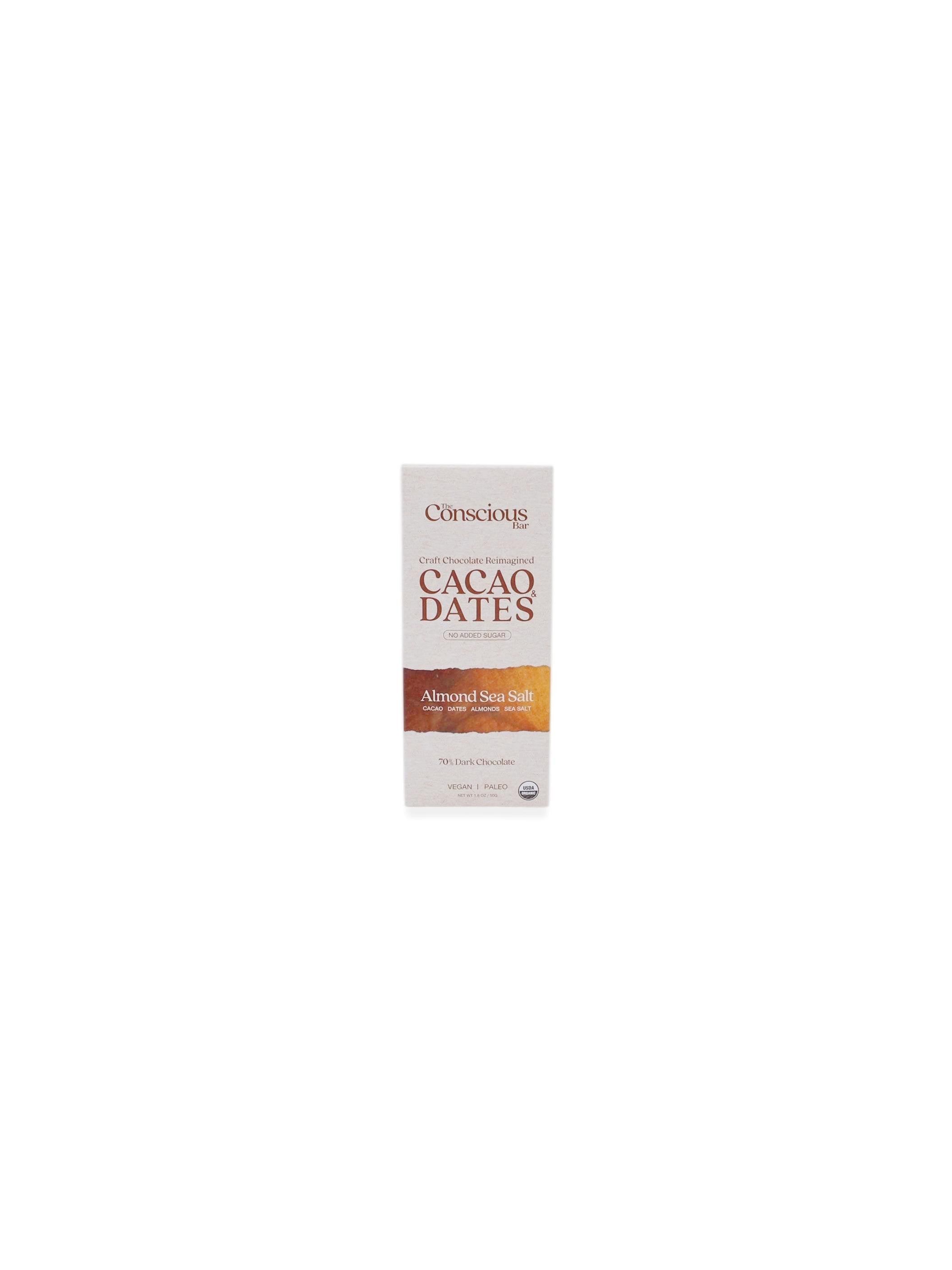 The Conscious Bar Date Sweetened Dark Chocolate Almond Sea Salt 50g/1.8oz