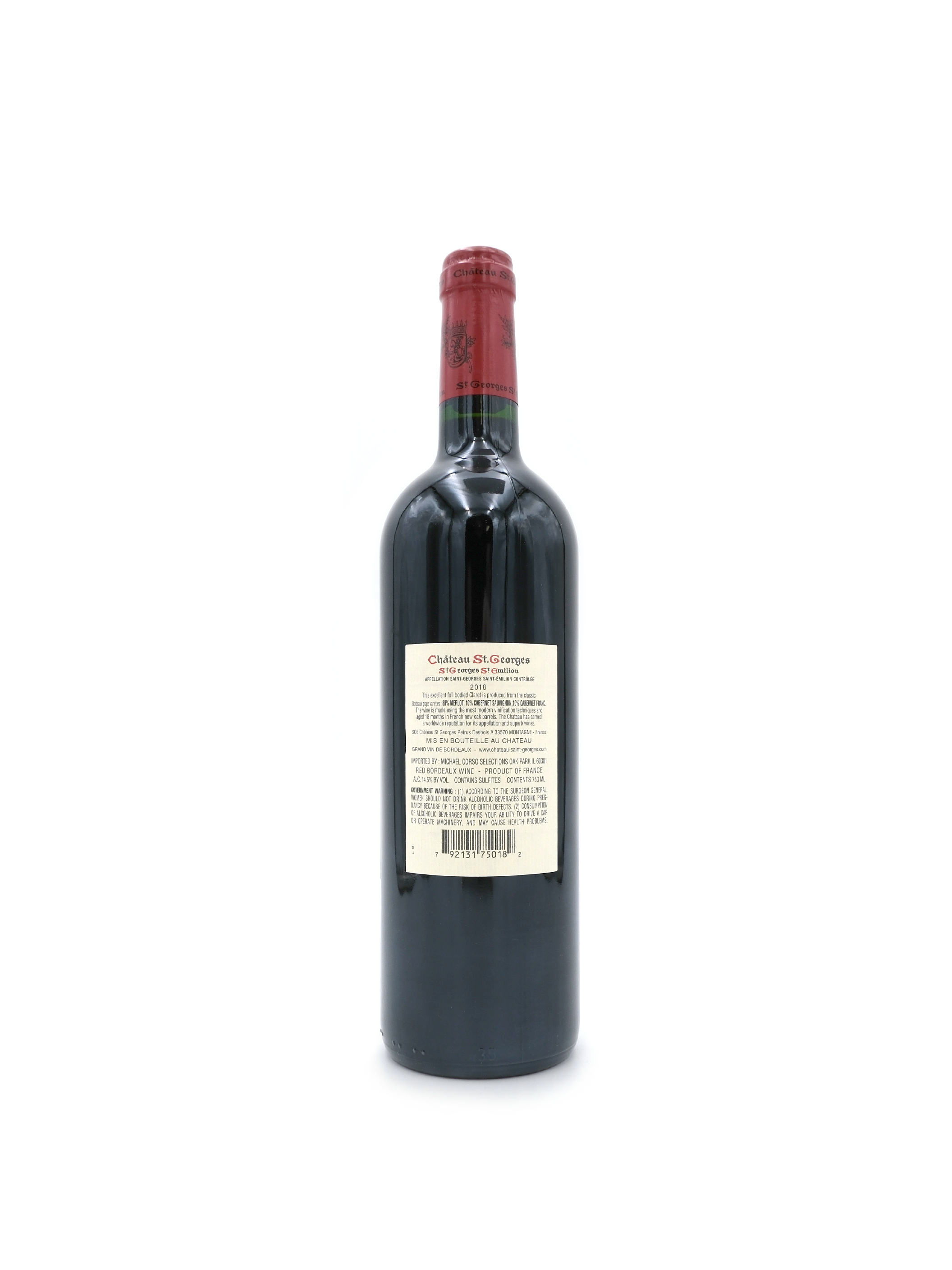 2018 Chateau St Georges St Emilion 750mL