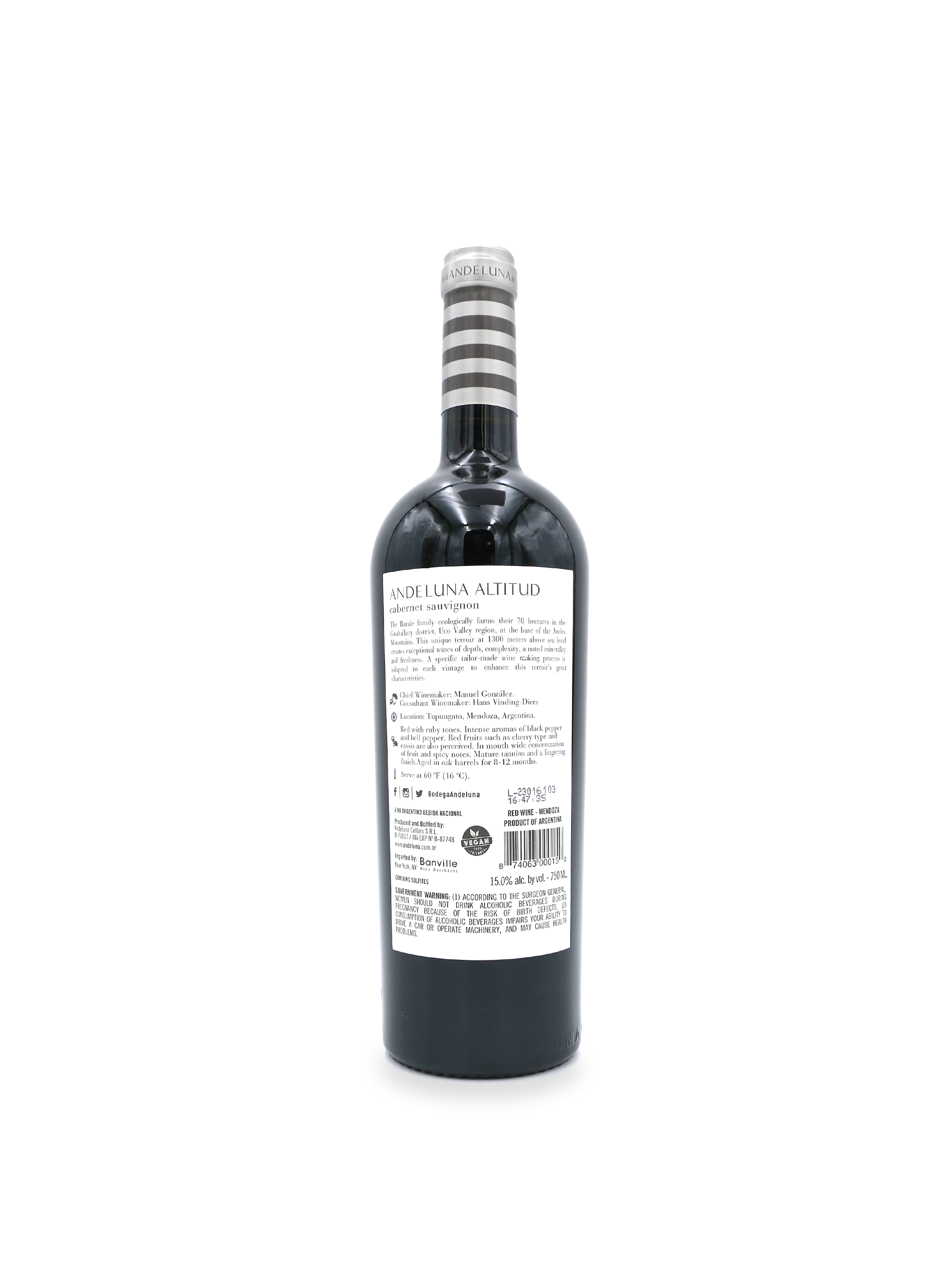 2020 Andeluna Altitud Cabernet Sauvignon 750mL