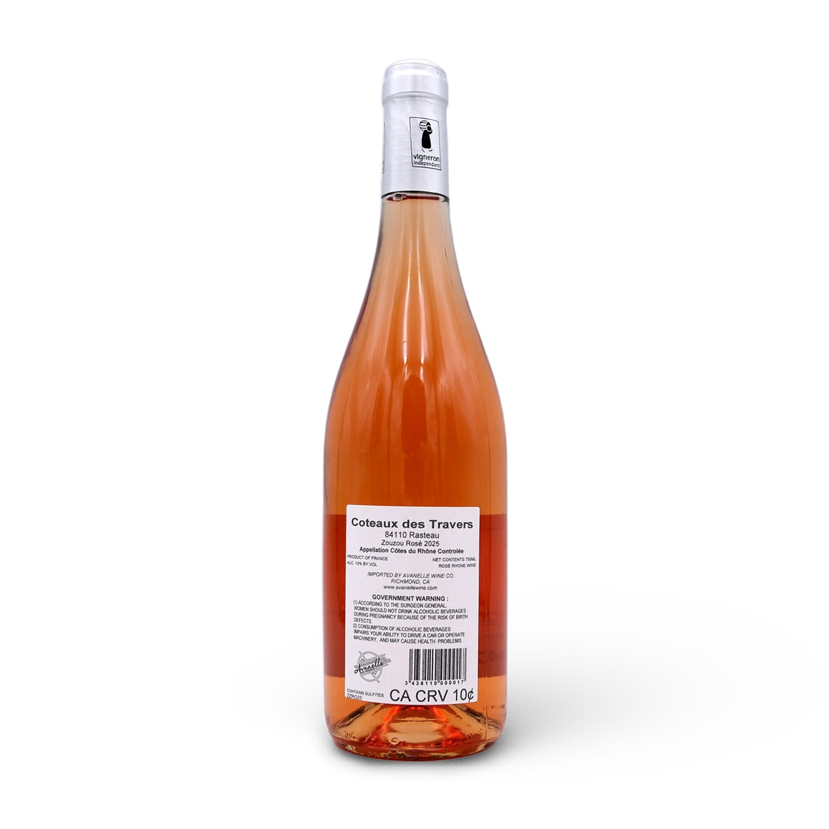 2025 Coteaux des Travers Côtes du Rhône 'ZouZou' Rosé 750mL