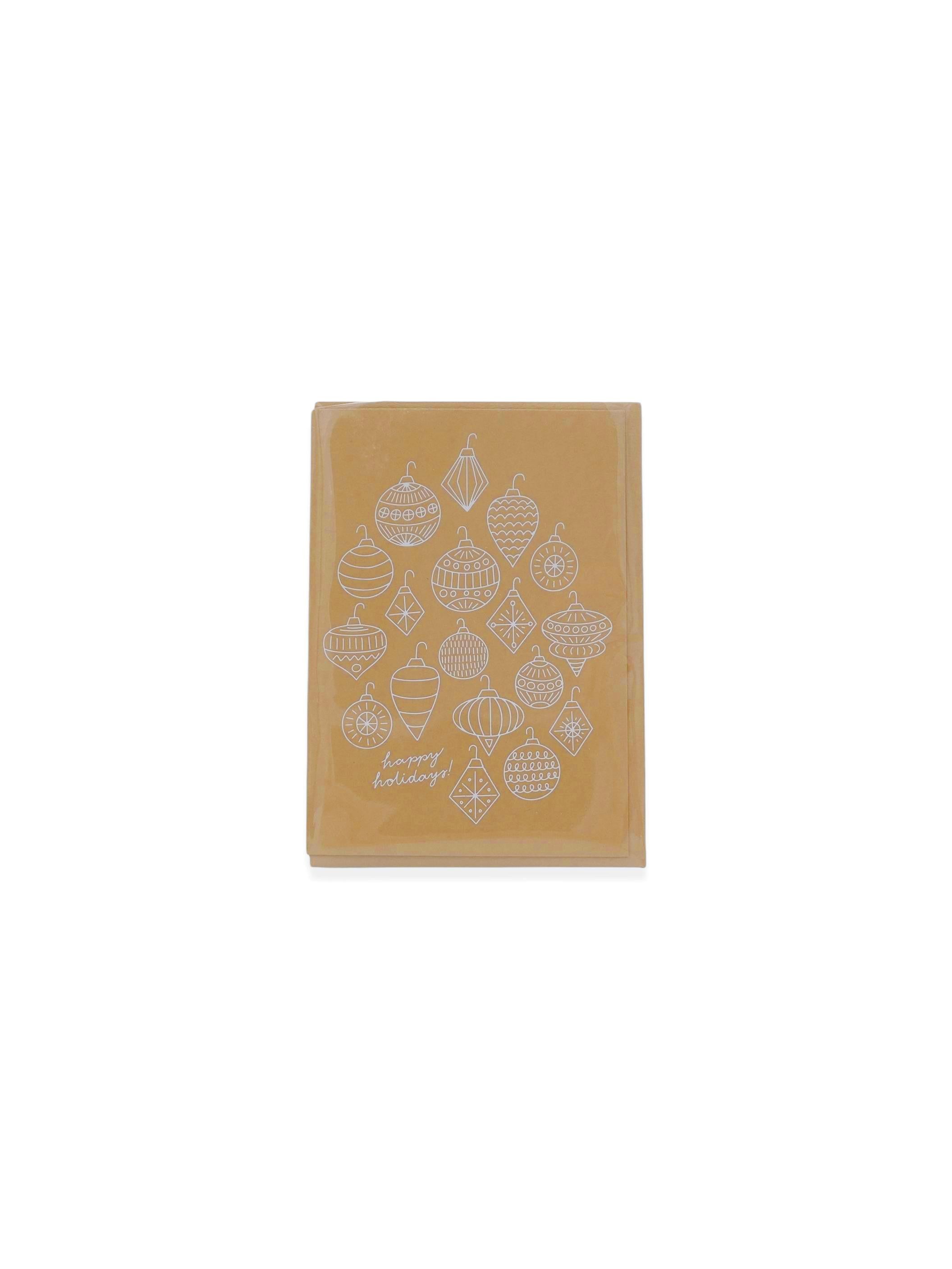 Holiday Ornaments White Foil Greeting Card