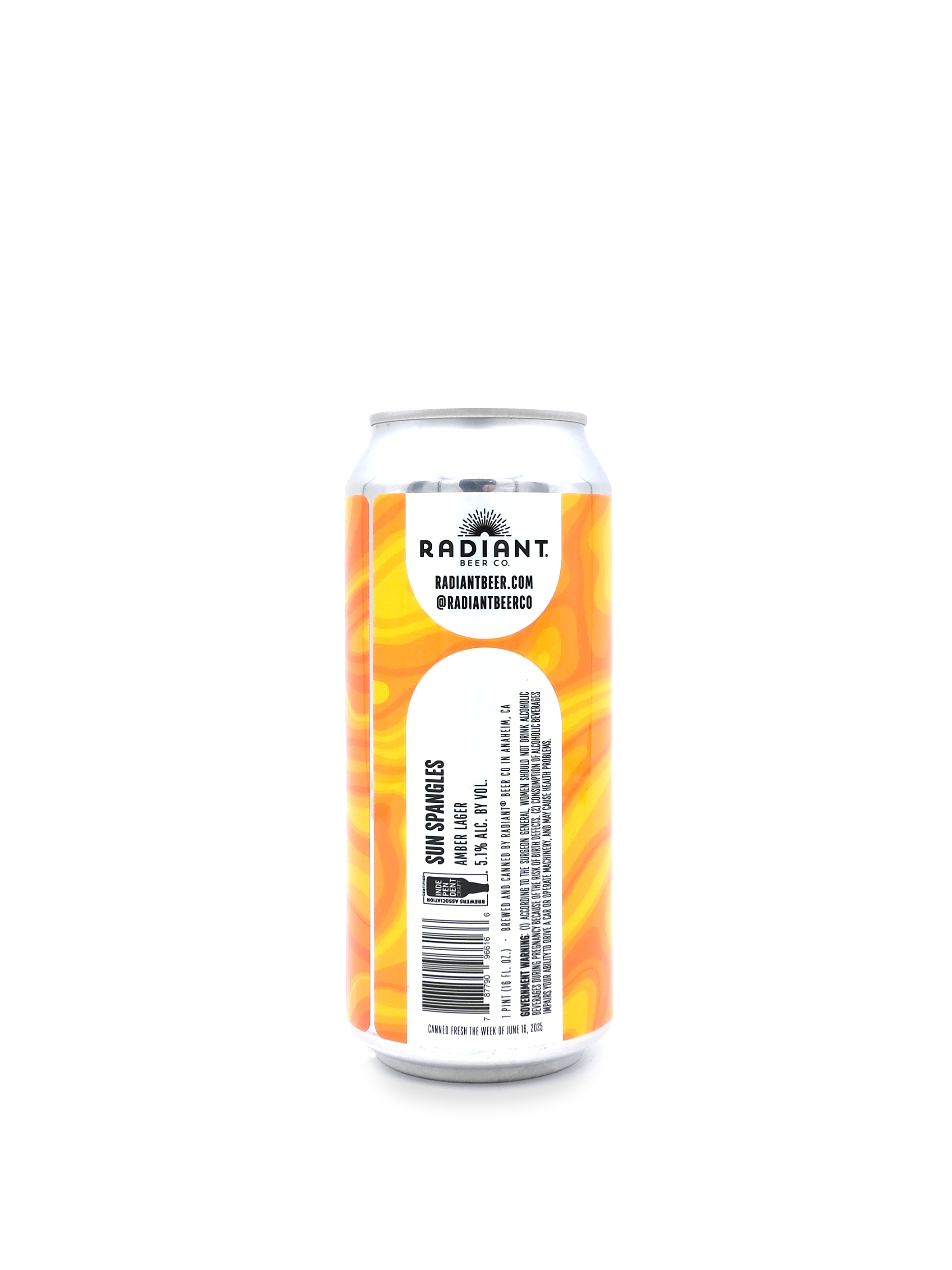 Radiant Beer Co. "Sun Spangles" Amber Lager 16oz