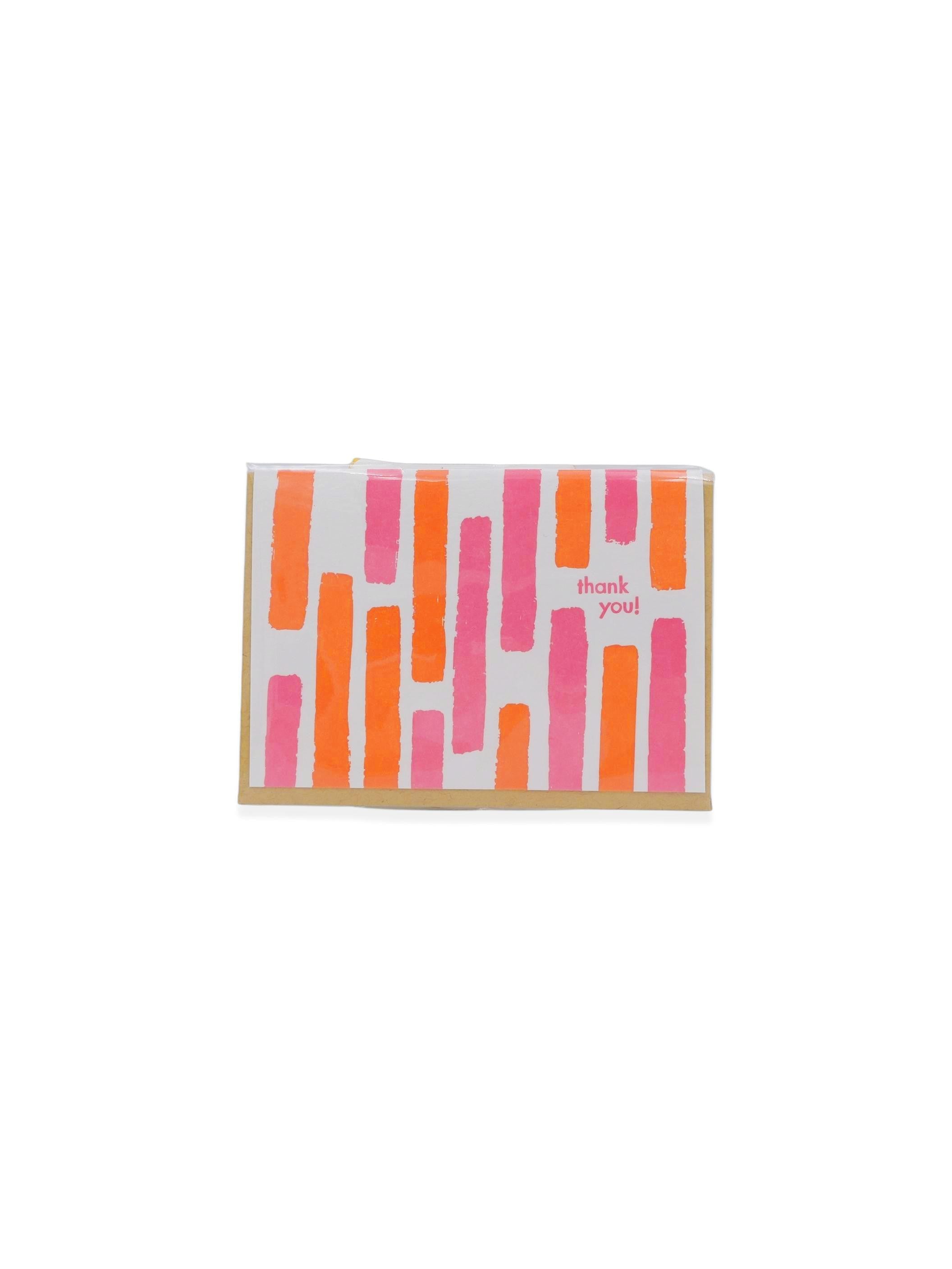Striped Thank You Letterpress Greeting Card