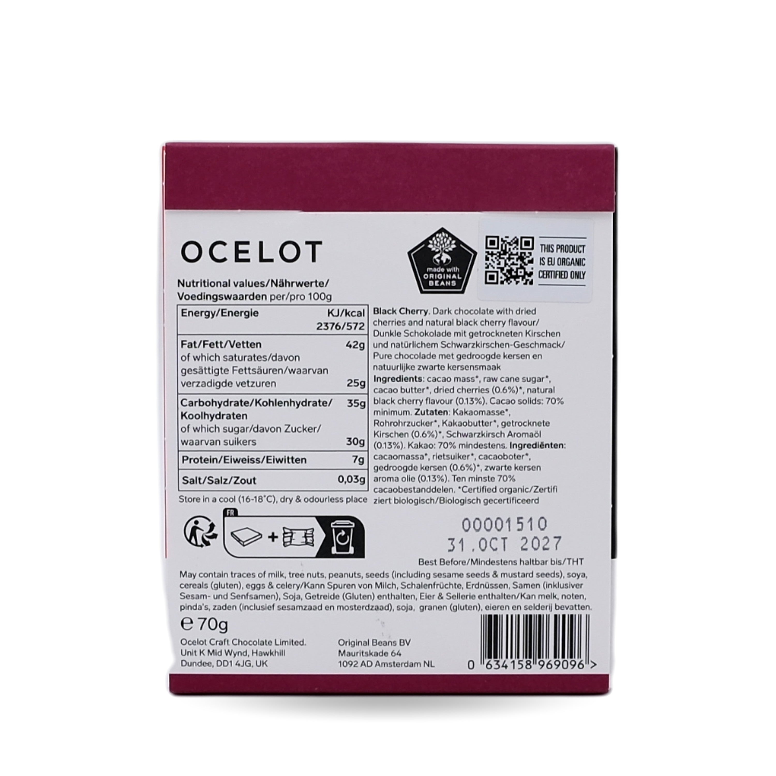 Ocelot Black Cherry 70% 70g