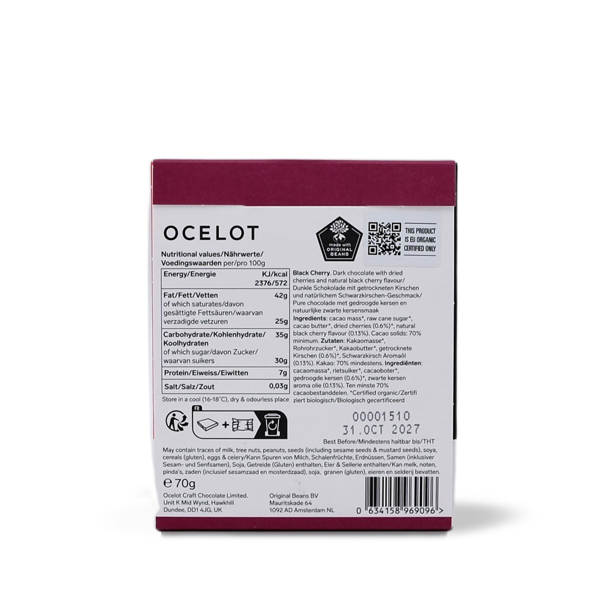 Ocelot Black Cherry 70% 70g
