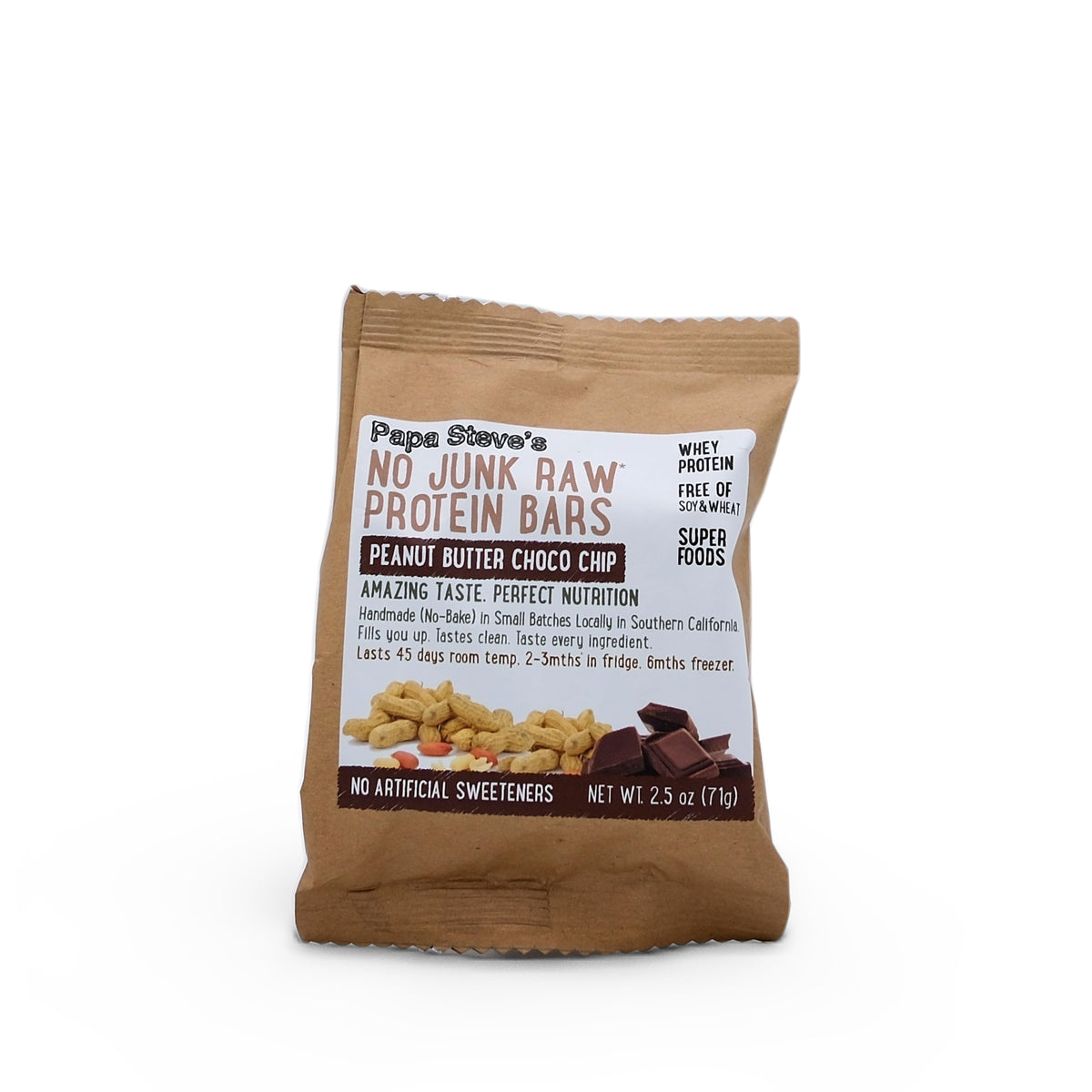 Papa Steve's No Junk Raw Protein Bar - Peanut Butter Chocolate Chip 71g