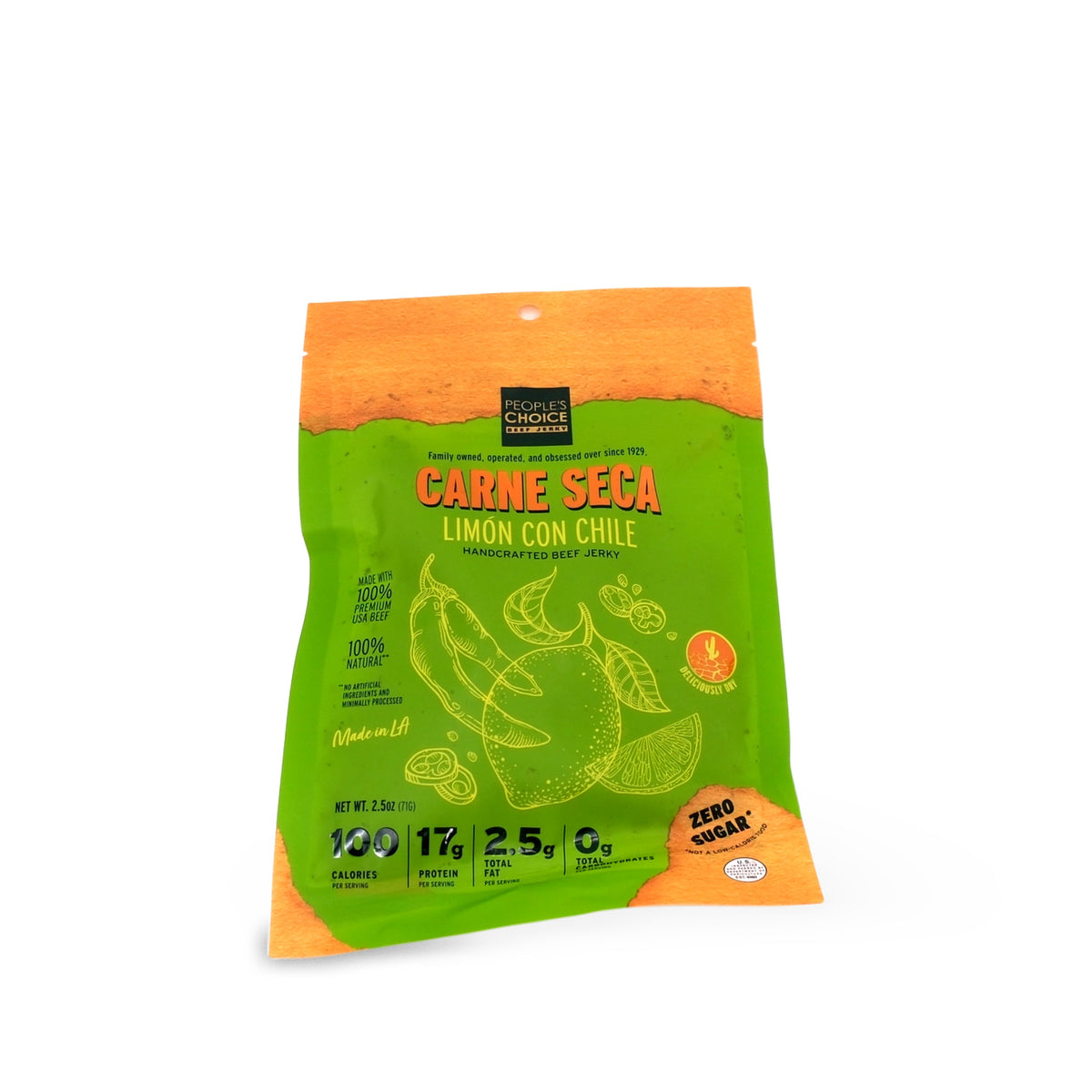 People's Choice Beef Jerky Carne Limon Con Chile 2.5oz