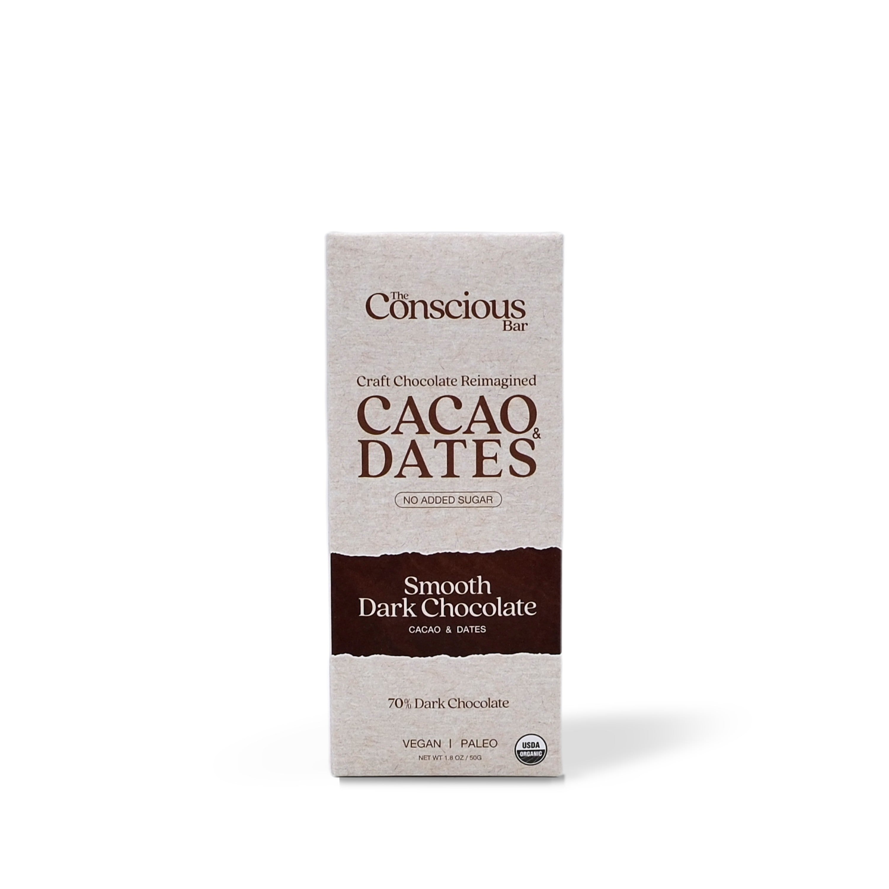 The Conscious Bar Date Sweetened Smooth Dark Chocolate 50g/1.8oz