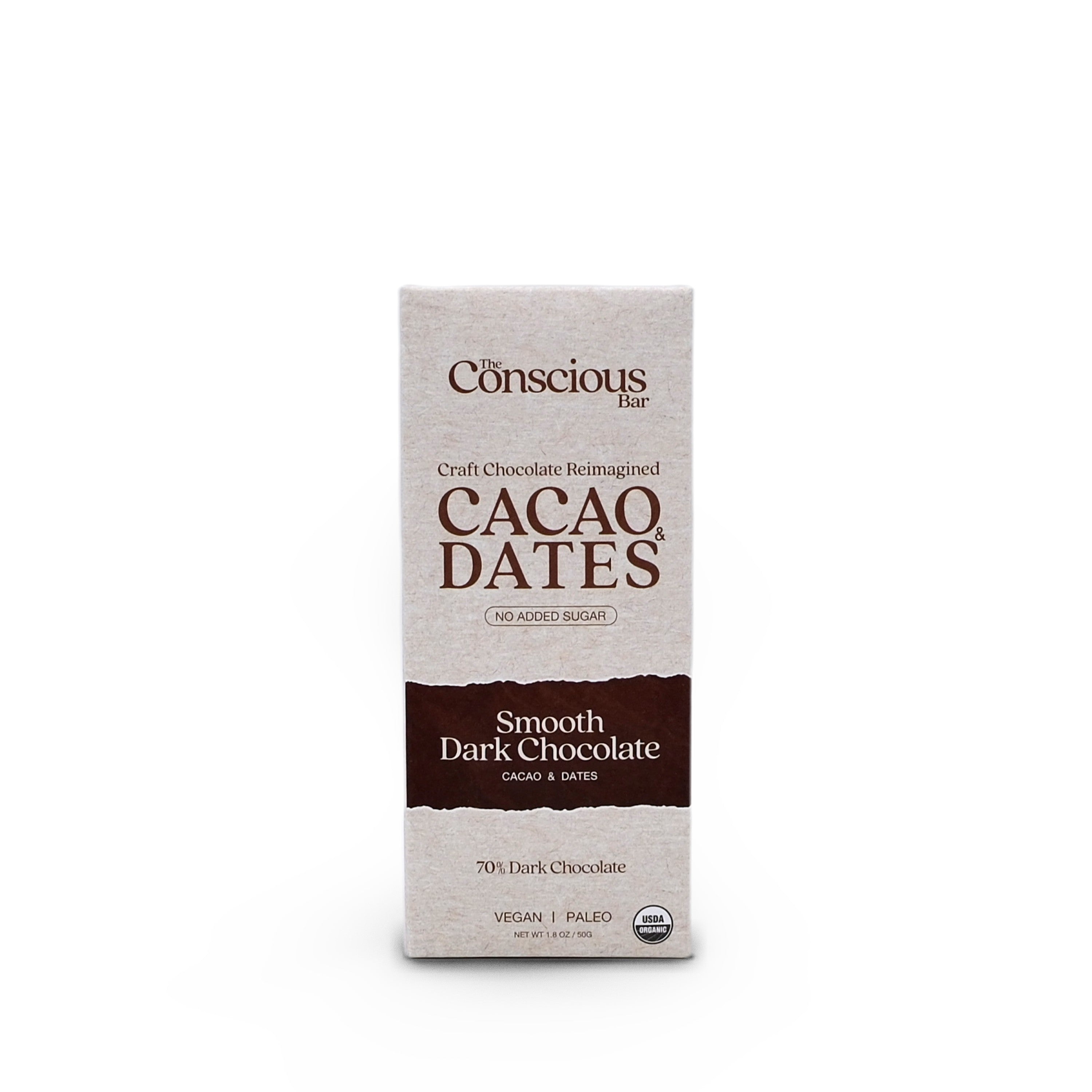 The Conscious Bar Date Sweetened Smooth Dark Chocolate 50g/1.8oz